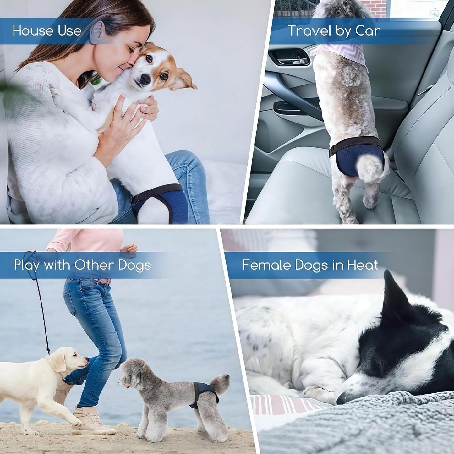 Breathable Dog Harassment Diaper Soft Adjustable Waistband Protective Pants Nappies for Pet Travel Camping Dog Heat Pants