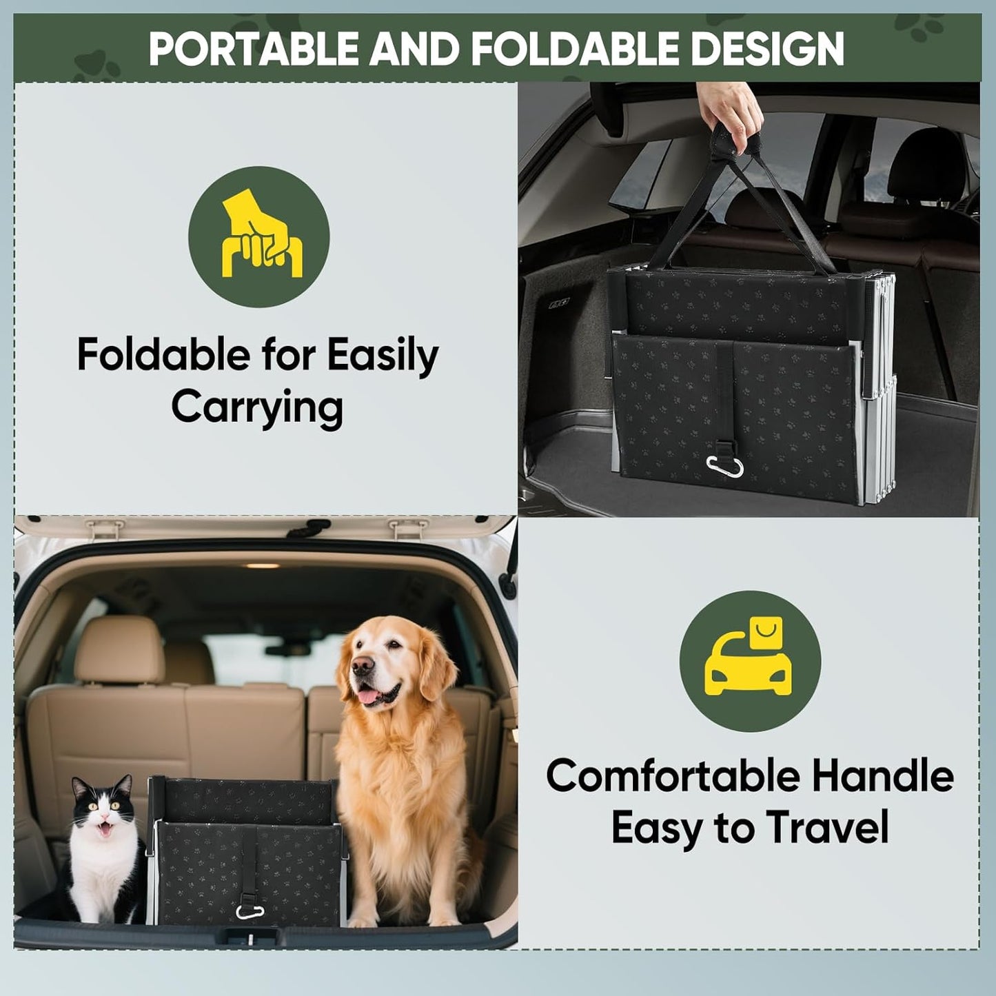 Dog Ramps for Car, 17.7inch Wide Foldable Dog Stairs with Non Slip Surface, Portable Pet Steps for SUV, High Beds, Truck, Support Up to 200lb, 5 Steps