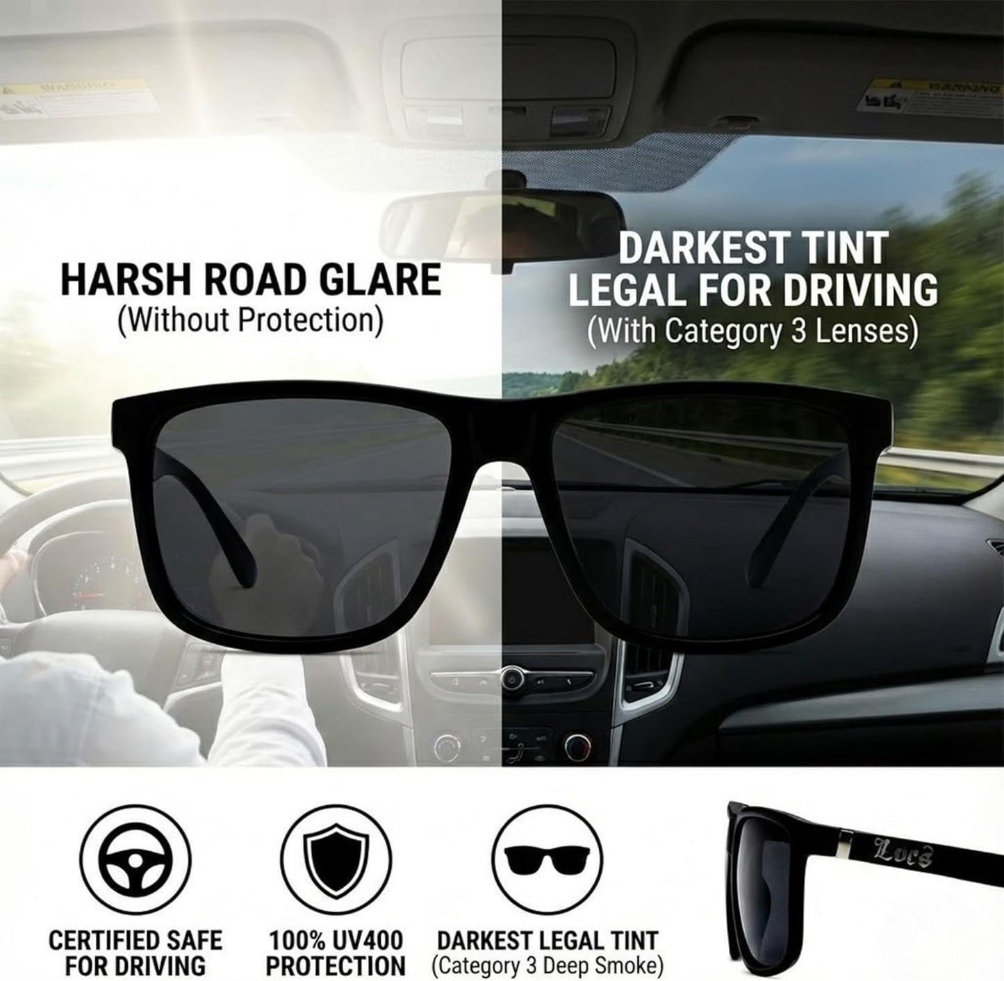 Locs Men's Gangster Oversized Rectangular Horn Rim Sunglasses - 91055 & 91295 Series
