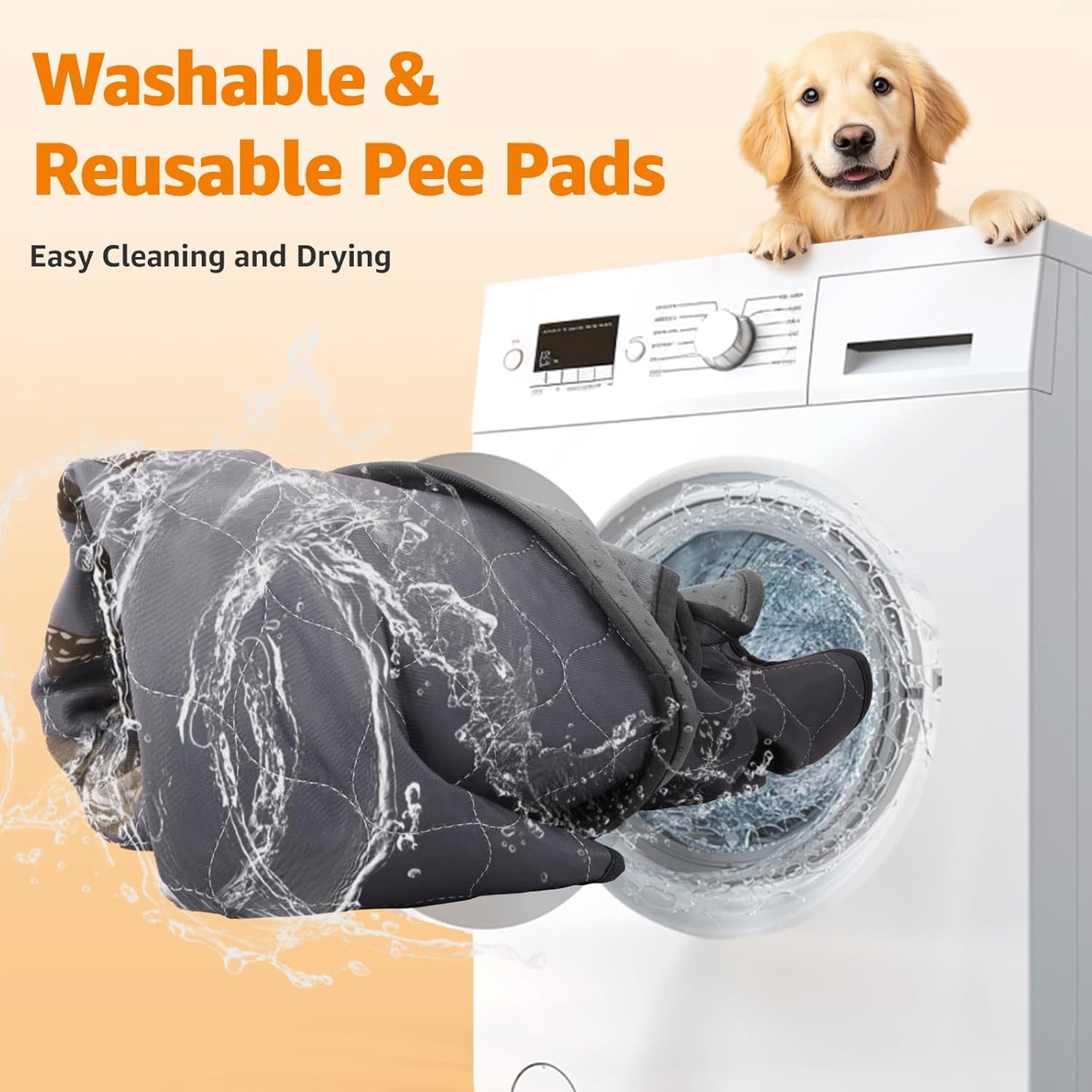 LOOBANI Washable Pee Pads for Dogs: Reusable Dog Pee Pads Extra Large 66" x 72", Super Absorbent & Leakproof Whelping Pad, Non-Slip Dog Crate Pad for Cages, Playpen, Floor, Grey