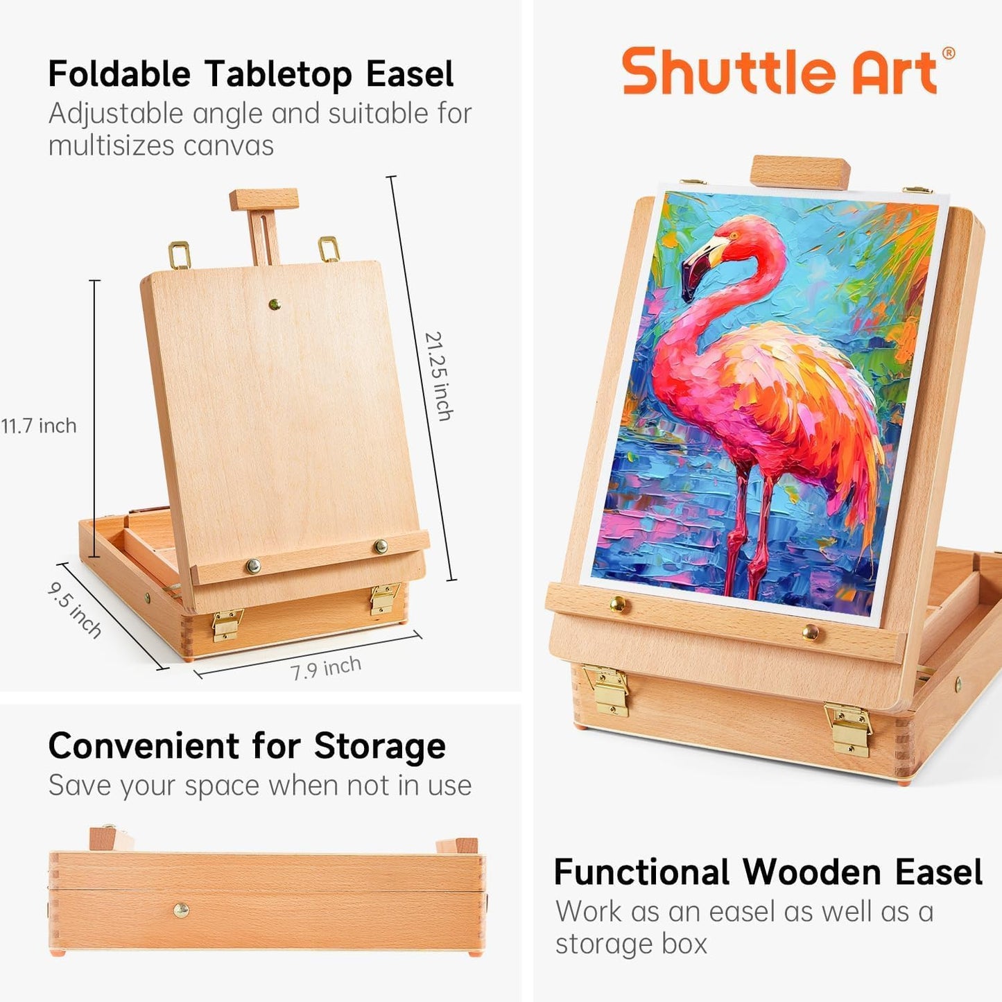 65 Pack Acrylic Paint Set, Shuttle Art Acrylic Painting Set with Wooden Easel, 30 Colors Acrylic Paint, Painting Canvas, Paint Brushes, Palettes, Art Painting Supplies for Kids Adults Beginner Artists