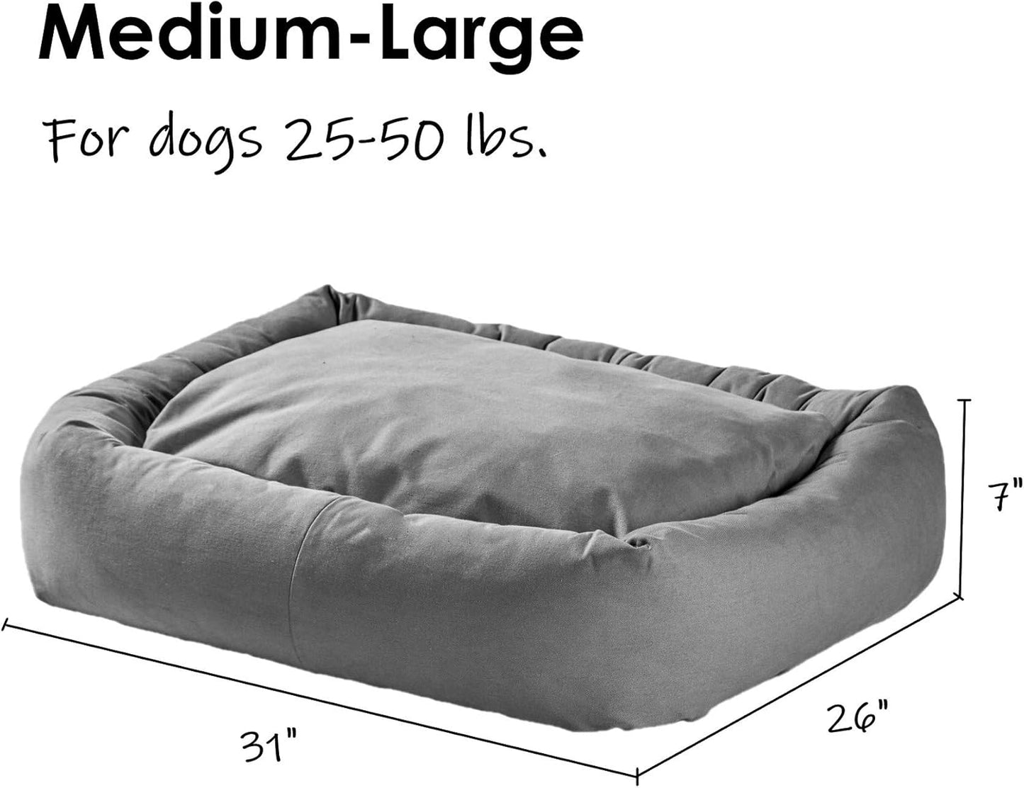 South Pine Porch Morgan Rectangle Indoor/Outdoor Bumper Dog Bed with Removable Pillow, Medium/Large, Navy