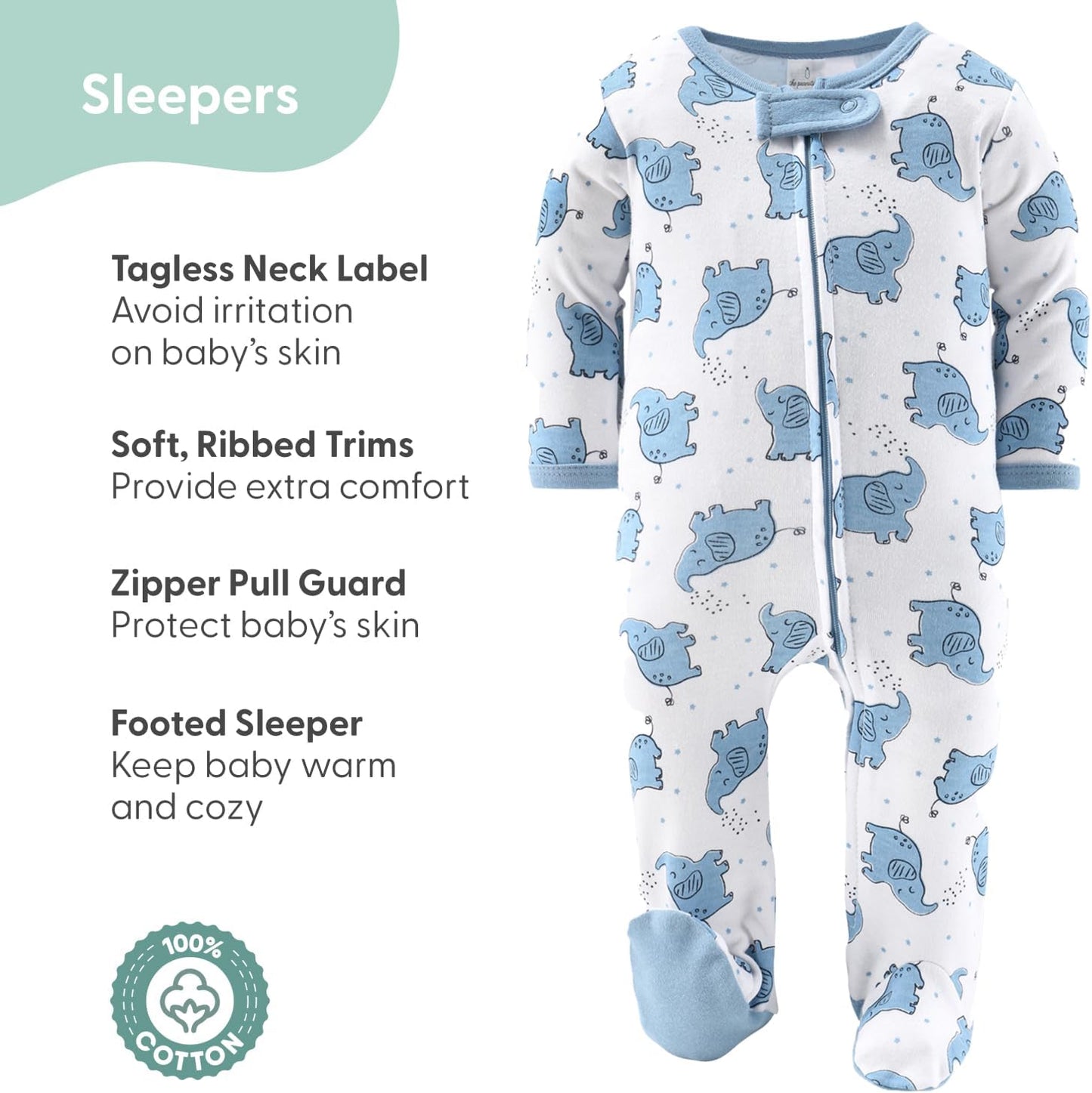 The Peanutshell Baby Layette Gift Set for Boys - 30 Piece Layette Set, Newborn to 9 Months Baby Boy Clothes - Elephant Blue
