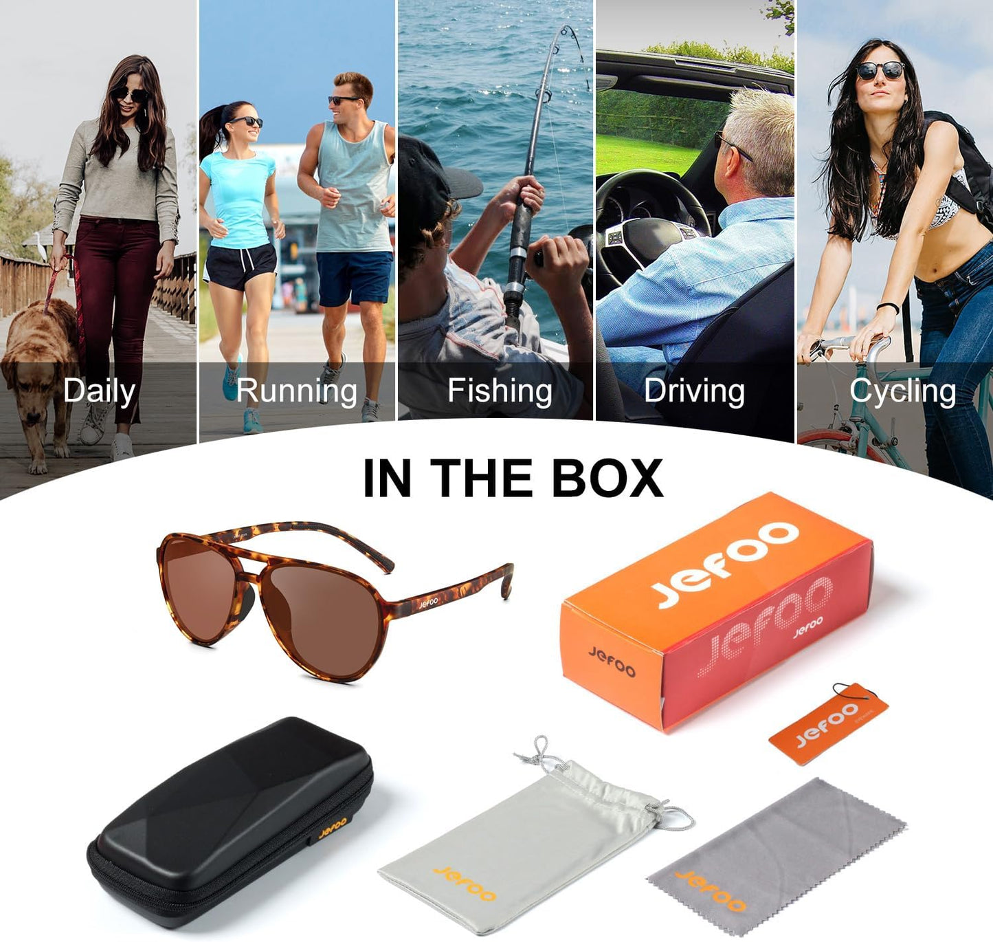 Jefoo Polarized Aviator Sunglasses for Women Men Retro Trendy Sports Sunglasses for Outdoor UV400 Protection
