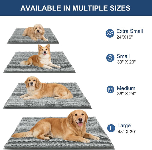 OLANLY Dog Door Mat for Muddy Paws 24x16, Ultra Absorbent Chenille Mud Doormat, Non-Slip Washable and Dirt Trapping Doormat for Indoor Entryway, Quick-Dry Indoor Pet Bed Mats for Dogs, Grey