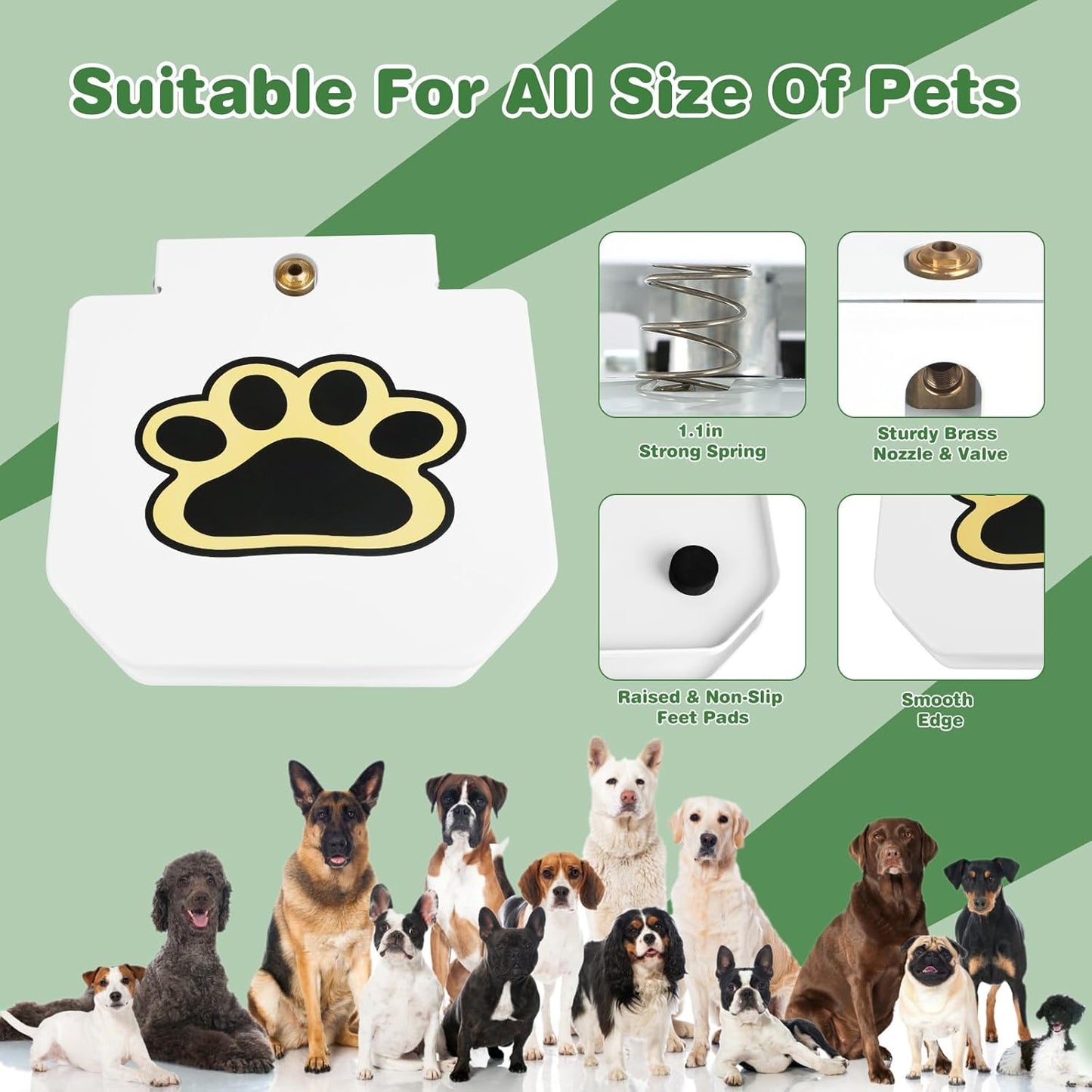 Dog Water Fountain Outdoor, Dog Sprinkler Drinking Water Dispenser Step-on, Paw Activated Drinking Pet Dispenser for Dog Bowl Alternative