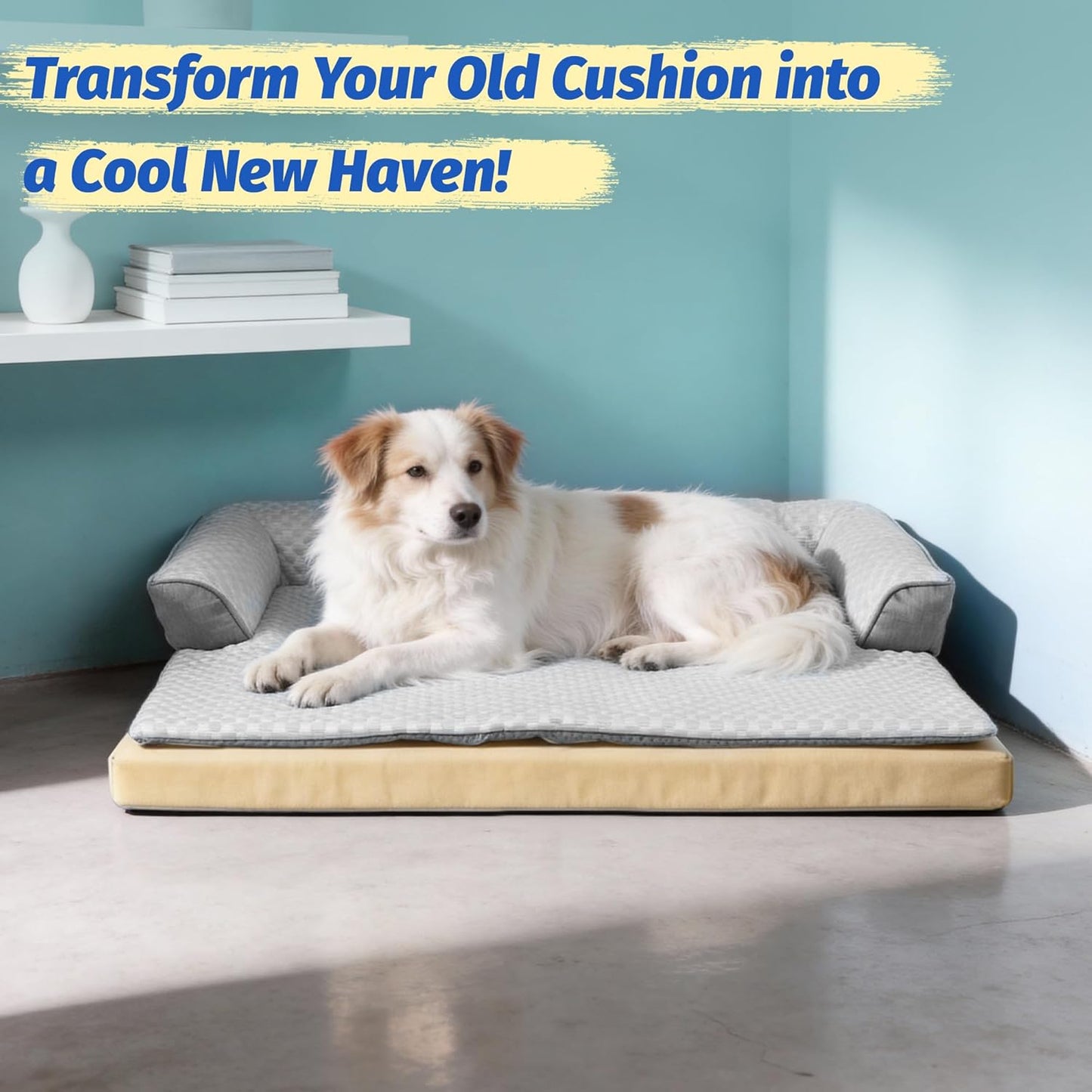 Cooling Dog Bed, Washable Cooling Mat for Large Dogs with Removable Cover, Self Cooling Couch Cover for Dog, Non-Slip Dog Couch Bed, 35x31 Inch, Grey