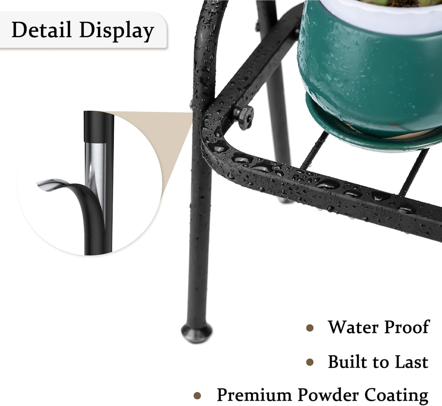 Metal Plant Stand Indoor Outdoor, Heavy Duty 1-Tier Ladder Plant Shelf for Multiple Pots - Durable Flower Holder for Living Room, Patio, Garden, Balcony & Corner Home Decor