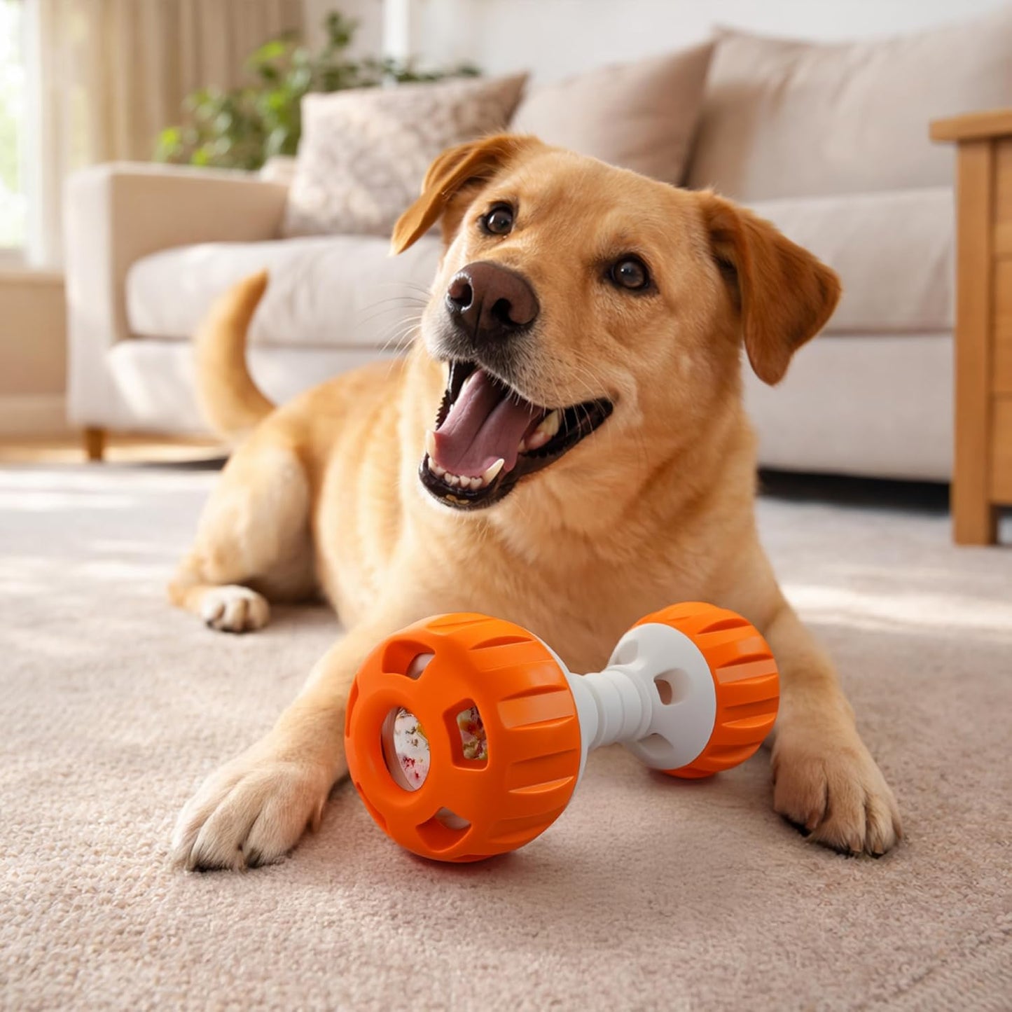 ALL FOR PAWS Dog Frozen Treat Dispenser Toy, Interactive Puzzle Slow Feeder Enrichment Chew Toy for Small to Large Dogs, Dumbbell Treat Ball with Food-Grade Silicone Tray, Reduce Boredom & Anxiety