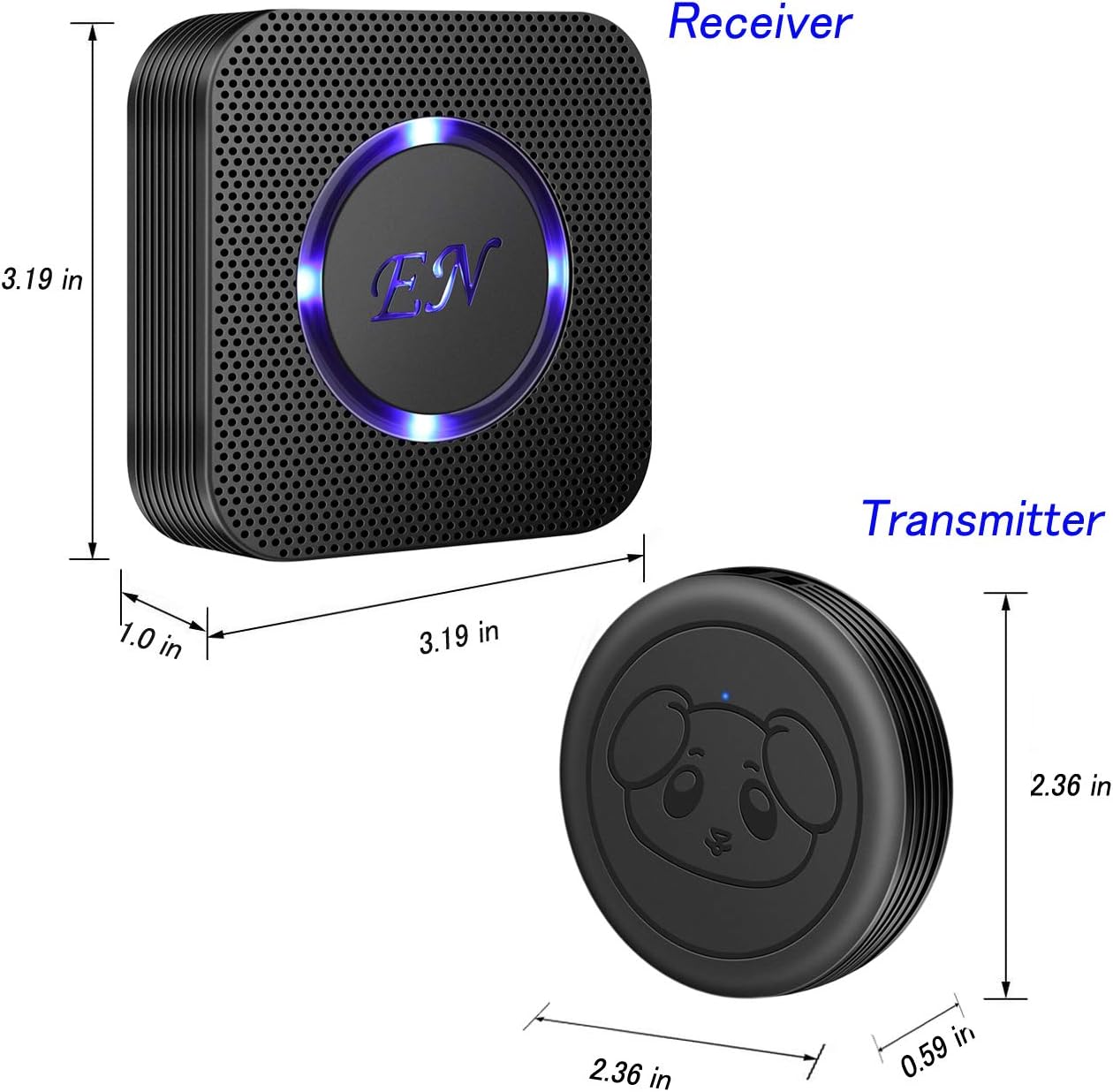 EverNary Dog Door Bell Wireless Doggie Doorbells for Potty Training with Waterproof Touch Button Dog Bells Included 2 Receiver and 3 Transmitters