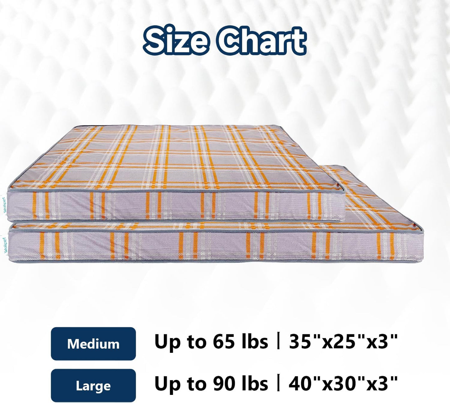 Orthopedic Dog Bed for Medium Dogs Dog Pillow Bed with Removable Washable Cover Egg Crate Foam Pet Bed Mat Plaid Pet Mattress Suitable for Dogs Up to 65lbs (35"x25"x3", M. Gray)