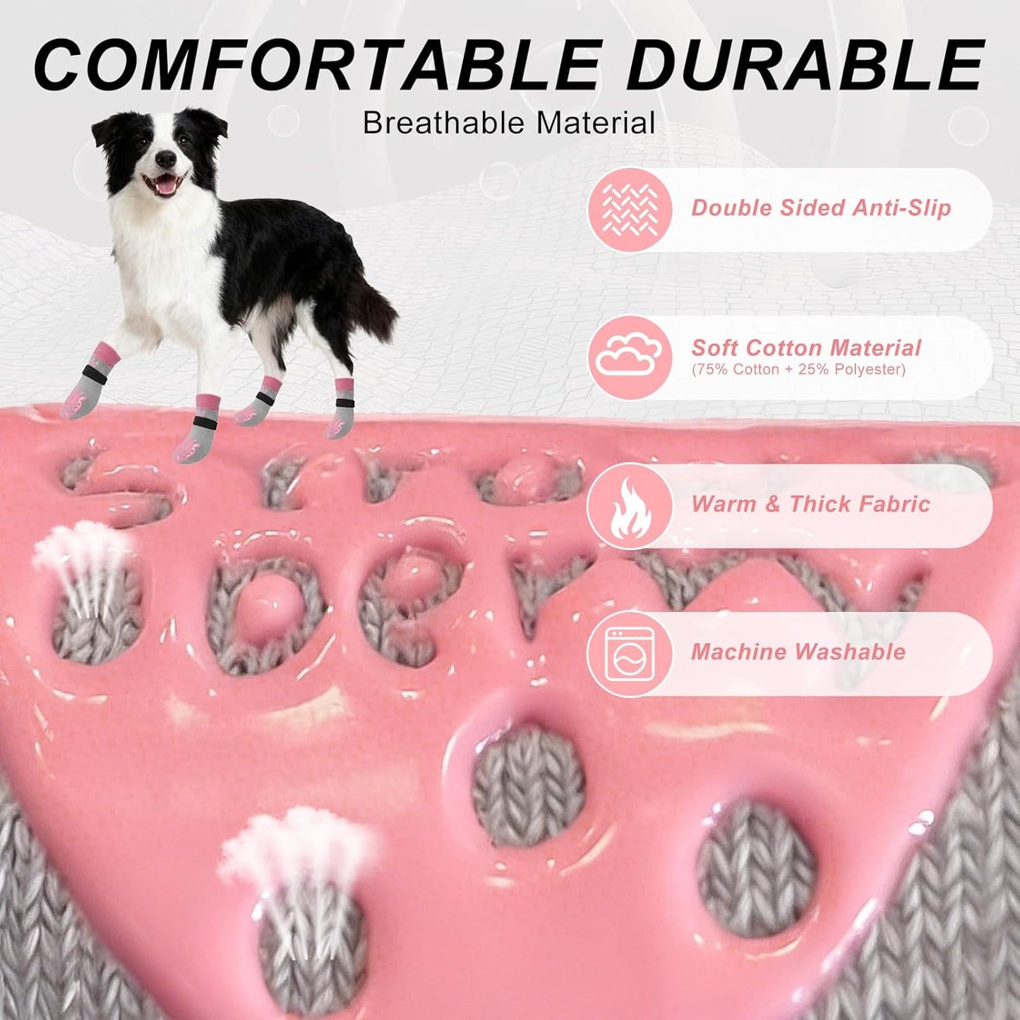 BEAUTYZOO Anti-Slip Dog Socks,Dog Shoes for Hot/Cold Pavement,Paw Protectors with Grips 3 Pairs for Puppy Small Medium Large Senior Old Dogs,Dog Socks to Prevent Licking and Hardwood Floor Protection