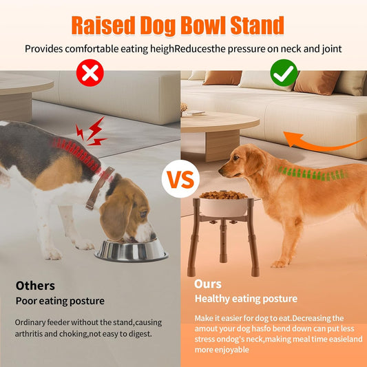 Elevated Dog Bowls Stand with Adjustable Height and Width [Stand Only], Raised Dog Bowl Stand, Elevated Pet Water & Food Feeder for Small&Medium Dogs, Adjustable Wide 6.3"-10.2", 2 Height Adjustment