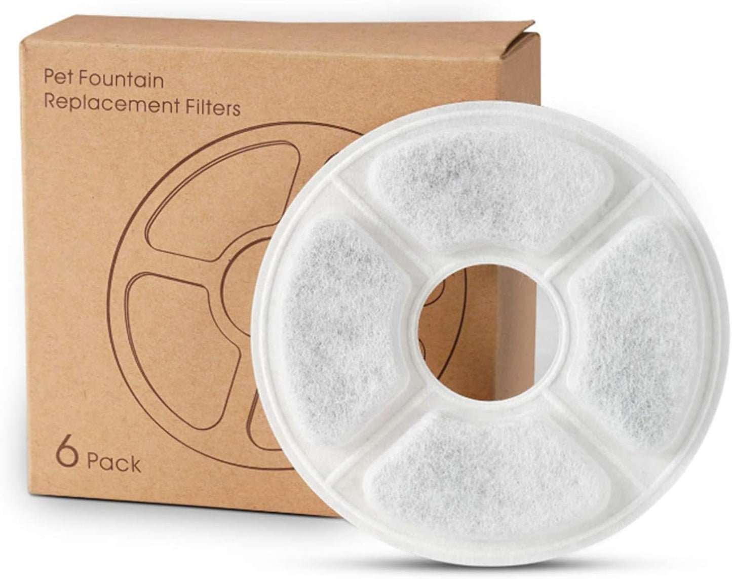 Cat Water Fountain Filters, 6 Pack Cat & Dog Fountain Replacement Filters with Paper Box, Pet Fountain Filter Fit for 61oz/1.8L Automatic Dog Water Dispenser