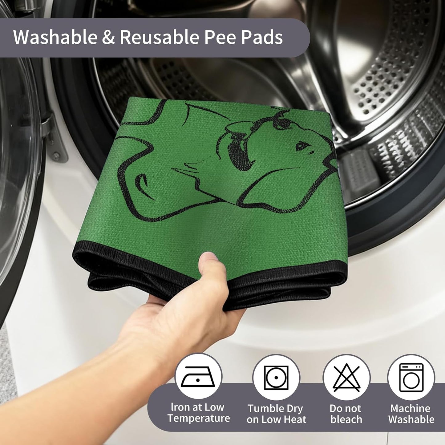 Washable Pee Pads for Dogs Reusable, 2 Pack 24"x36" Training Puppypads Absorbency Non-Slip & Leak-Proof for Pet Whelping Box Playpen Crate Sofa Bed Floors (Green)