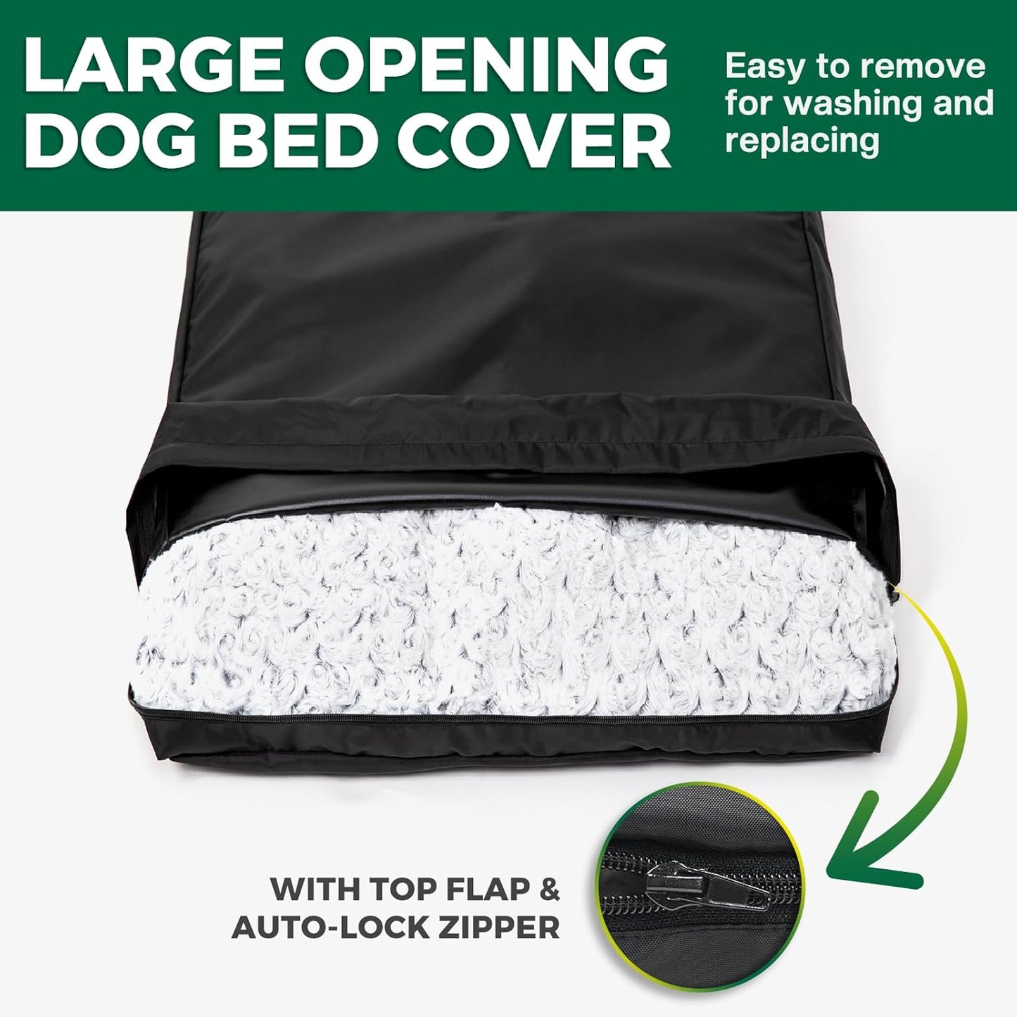 Waterproof Dog Bed Cover Replacement Washable, Easy to Clean, Pet Hair Resistant, Heavy Duty Oxford, Zipper Closure, Indoor/Outdoor Use, Fits 36 Inch Dog Crate - Large, 35"x 22"x 3.5", Black