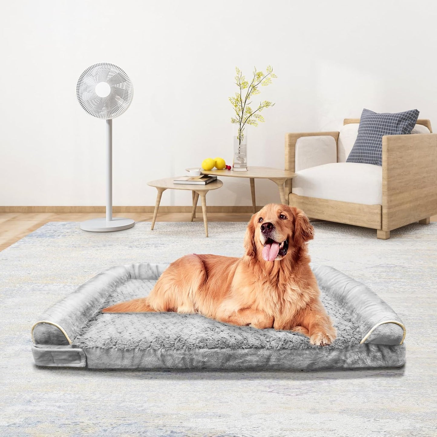 Orthopedic Dog Bed, Extra Large with Memory Foam, Waterproof & Washable Cover (36 in, Grey)