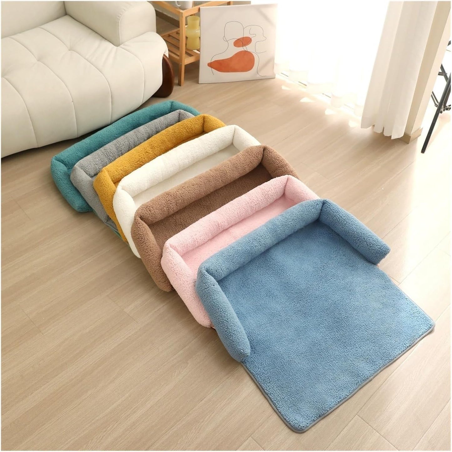 U-Shaped cat and Dog pet Pillow Plush Sofa nest Bed for Cats and Dogs to Sleep in Winter(White)