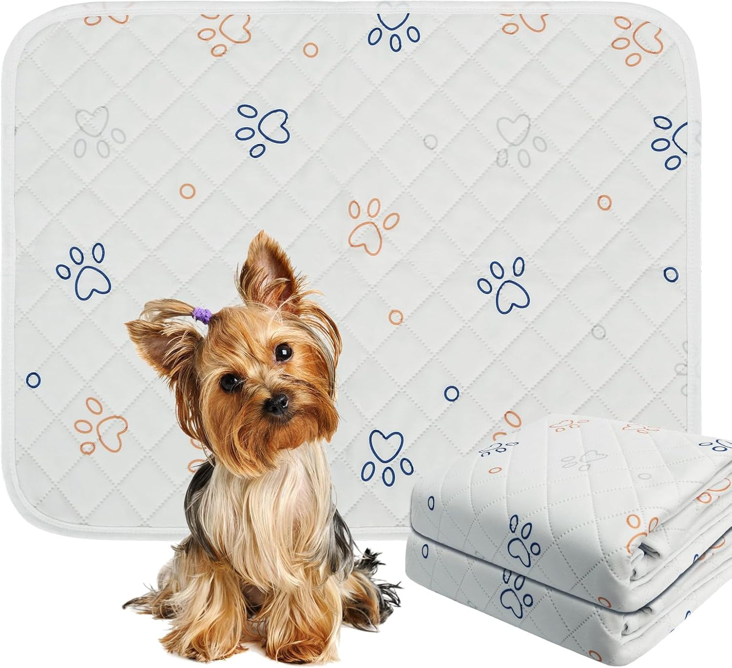 Washable Pee Pads for Dogs 2 Packs Reusable Absorbent Leackproof Puppy Pads Non-Slip for Puppy Playpen, Crate, Whelping Box, Potty Training 18x24