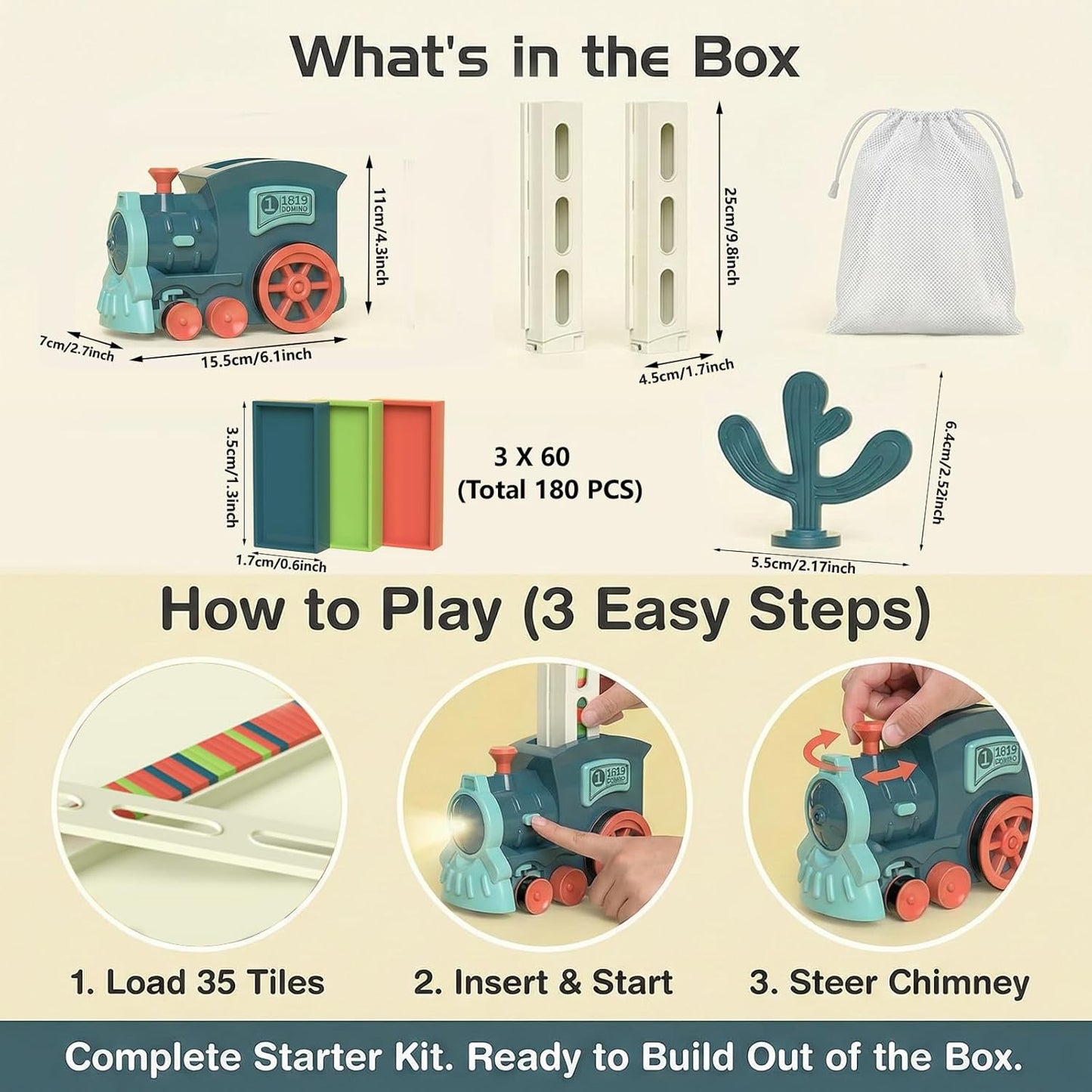 Domino Train Toys Kids Games - Automatic Stacking Creative Game 3+ Year Old - Stem Montessori Toy for Boys 4-6 - Summer Autistic Christmas Birthday Gifts 5 6 Toddler Ages 4-8