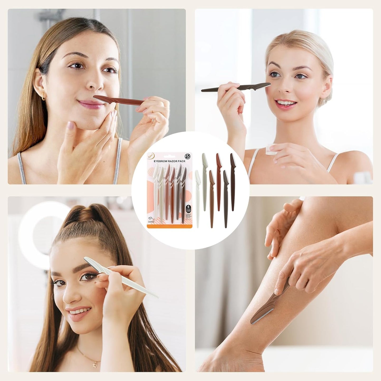 D Dermaplane Razor for Women Face - 6PCS Face Razors for Women - Eyebrow Razor with Precision Cover - Face Shaver for Women - Facial Hair Removal for Men - Neutral