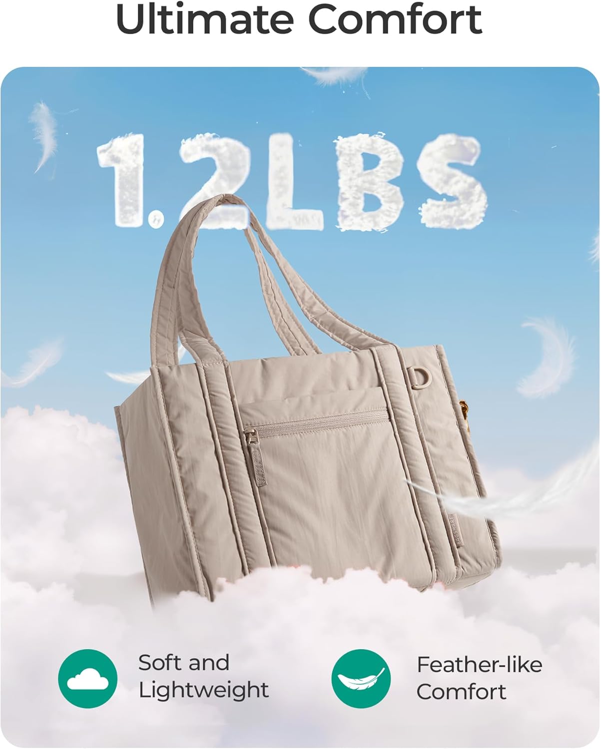 BAGSMART Boxy Tote Bag for Women, Crossbody Bag with Zipper, Crush Bow Purses for Travel Work College