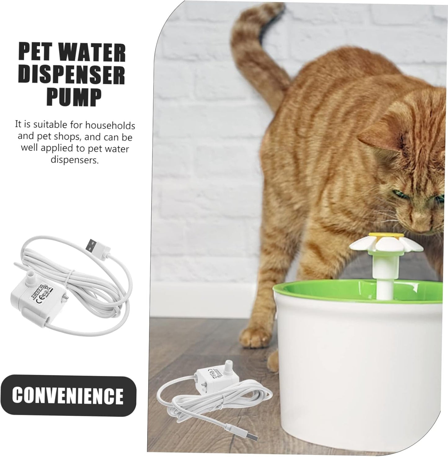SUPVOX Cat Fountain Pump Replacement Mini Submersible Water Pump Quiet Usb Powered with Strong Suction Cup for Pet Water Dispensers and Fountains