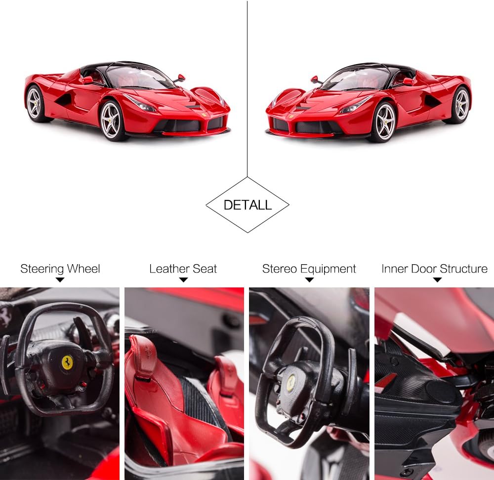 RASTAR RC Car | 1/14 Scale Ferrari LaFerrari Radio Remote Control R/C Toy Car Model Vehicle for Boys Kids, Red