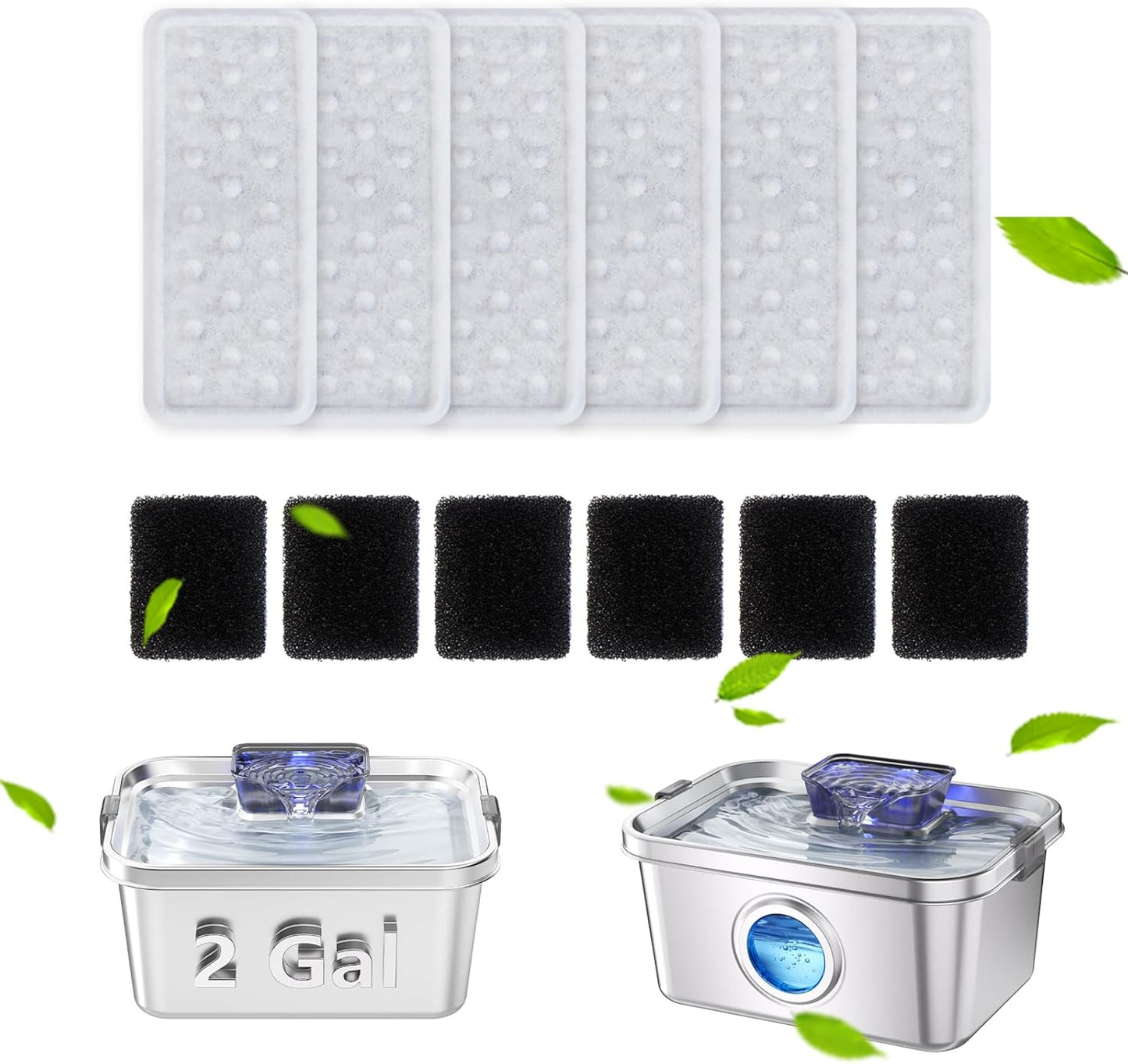 Accessories Set (Replacement Filter & Water Pump Sponge) for Pet Water Fountain- 6 pcs Packed Filters & 6 pcs Packed Sponges, Only Suitable for PETIMI Pet Water Fountain (Model PF-SS-01/02/03)