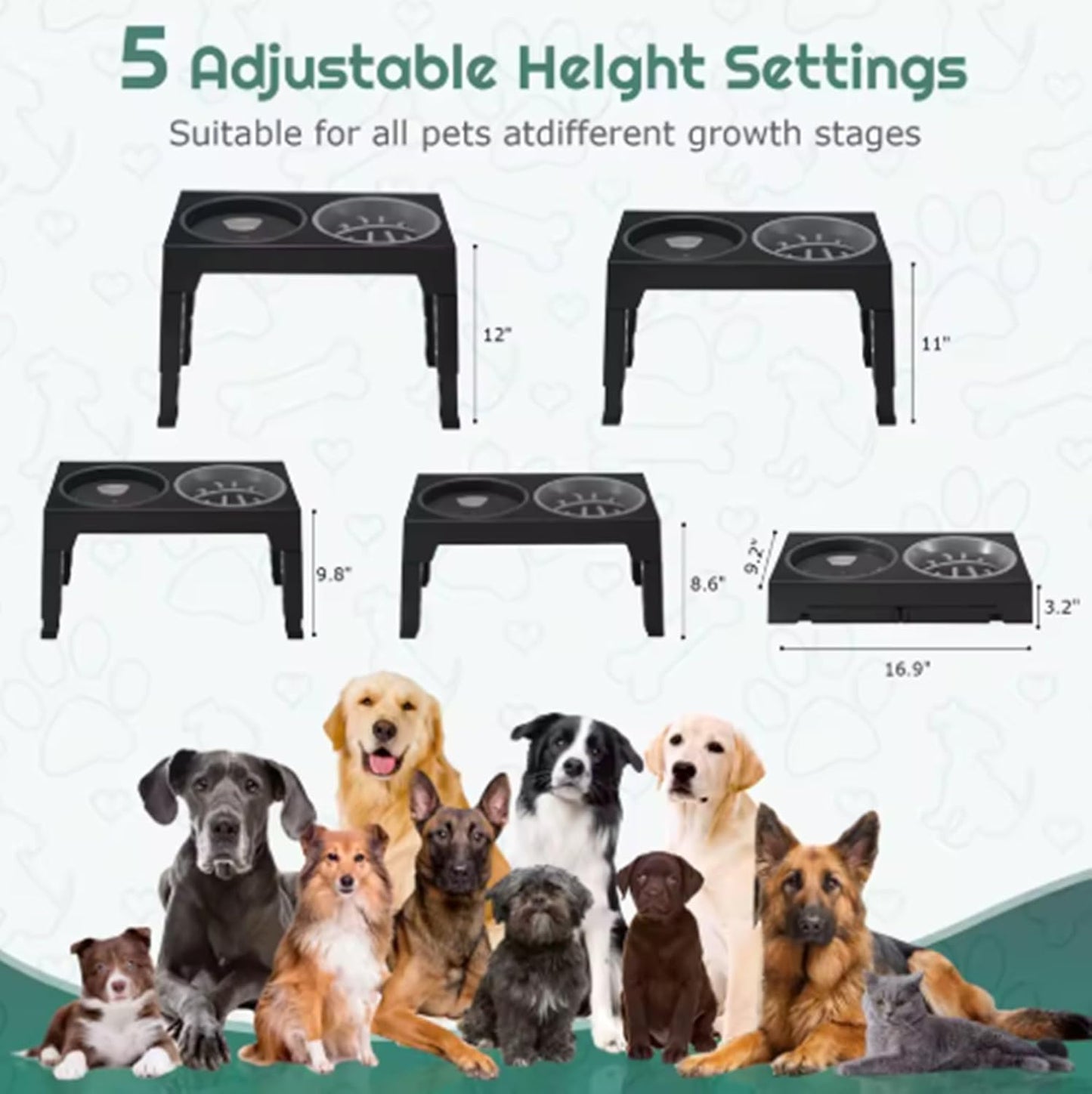 Dog Raised Bowls – Elevated Slow Feeder Dog Bowl with Adjustable Stand, 15° Tilted Ergonomic Floating Slow Feeding Bowl, Reduces Choking & Improves Digestion for Medium & Large Dogs (Grey)