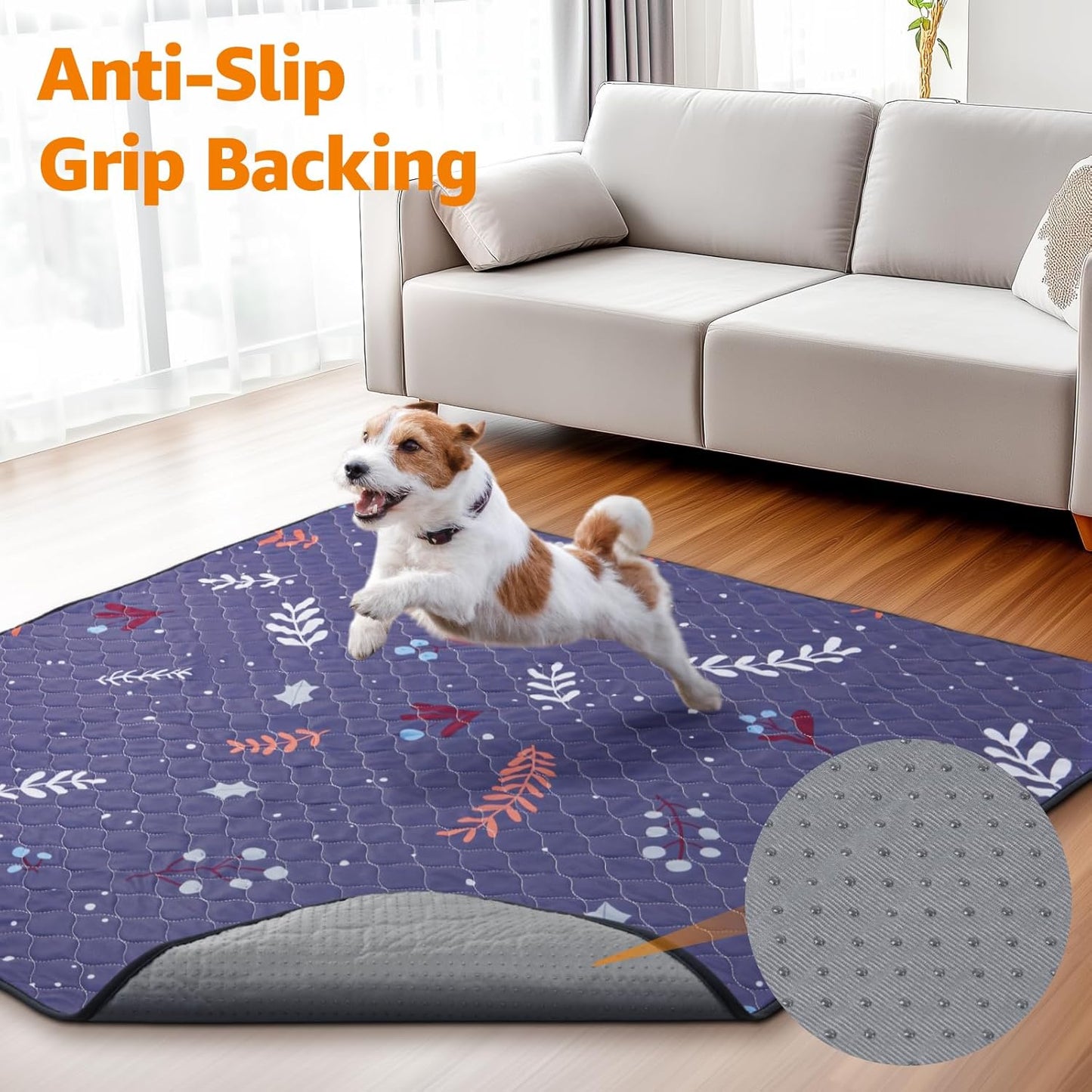 LOOBANI Reusable Pee Pads for Dogs: 2 Pack Washable Puppy Training Pads 24" x 36", Waterproof Dog Pee Pads Non-Slip, Absorbent Dog Whelping Pad for Playpen, Crate, Floor, Sofa, Purple