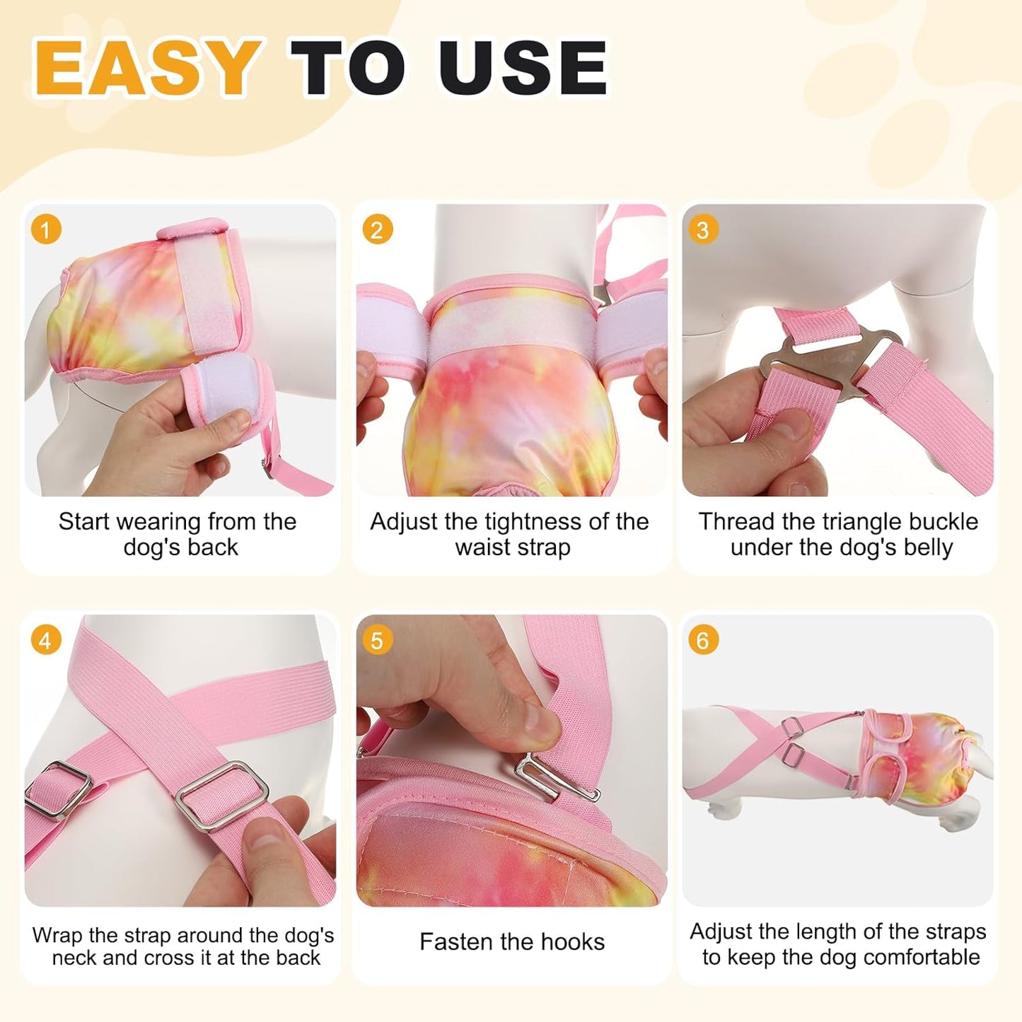 Washable Female Dog Diapers with Suspender, Reusable Dog Diapers Absorbent Leakproof(Purple/Striped Blue XS, 2Pcs), Intended for Small/Medium/Large Female in Heat