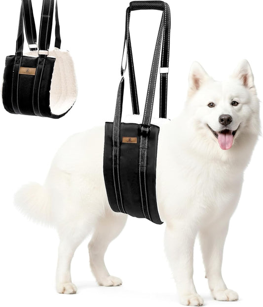 Dog Lift Harness – Adjustable Dog Sling for Large Dogs Hind Leg Support with Handle – Harness for Dogs with Weak Legs, Seniors, Injured, Disabled – Thick Plush Padding (Large)