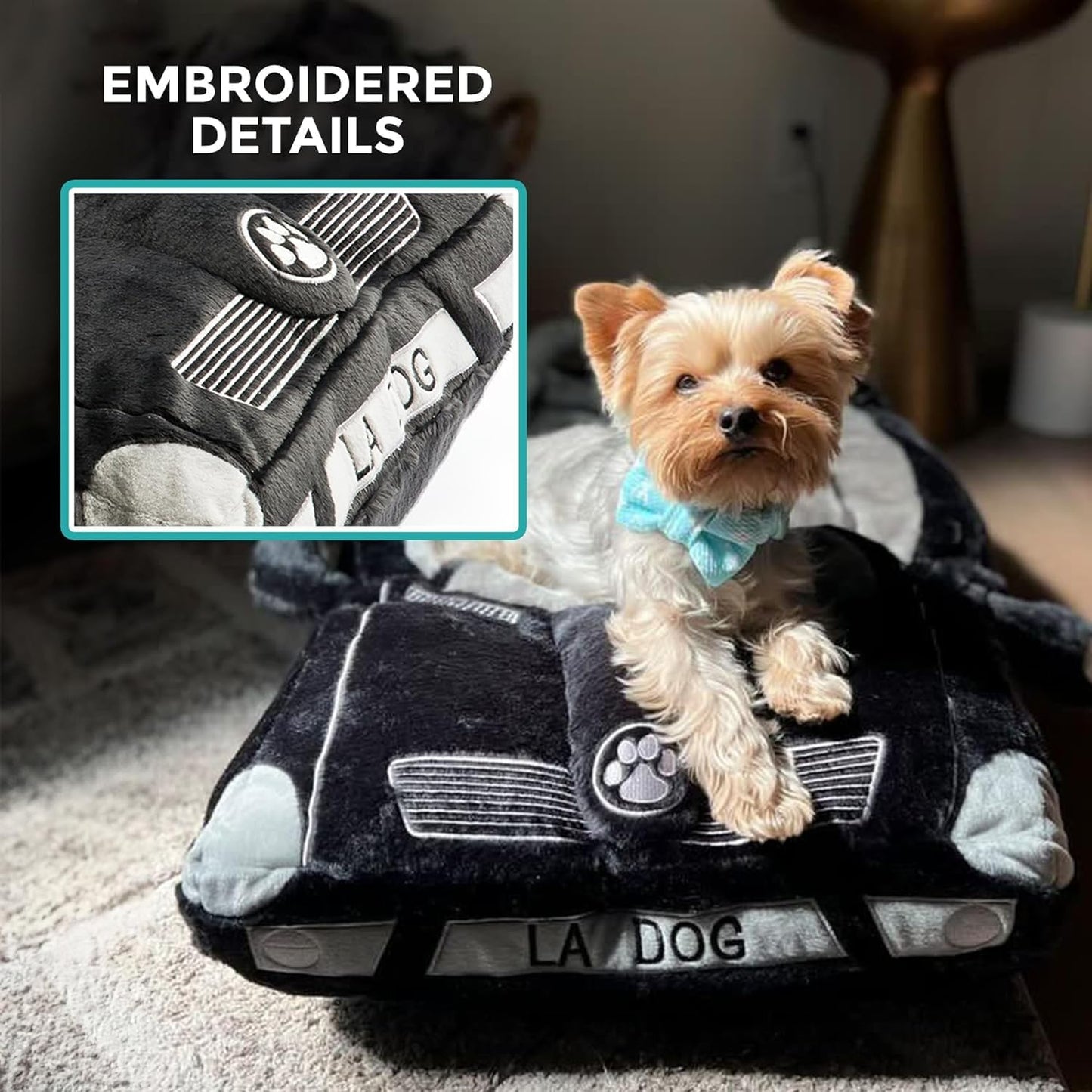 Haute Diggity Dog Furcedes Car Dog Bed, Plush Designer Dog Bed, Zip-Off Cover for Easy Cleaning, Machine-Washable & Safe Materials for All Breeds, One Size
