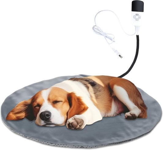 Heating Pad for Dog Cat - Pet Heated Bed Indoor Outdoor, Puppy Kittens Heater Warming Mat, Animal Heat Blanket with 9 Adjustable Temperature and 4 Timer Waterproof Removable Cover (20 x 20 in)
