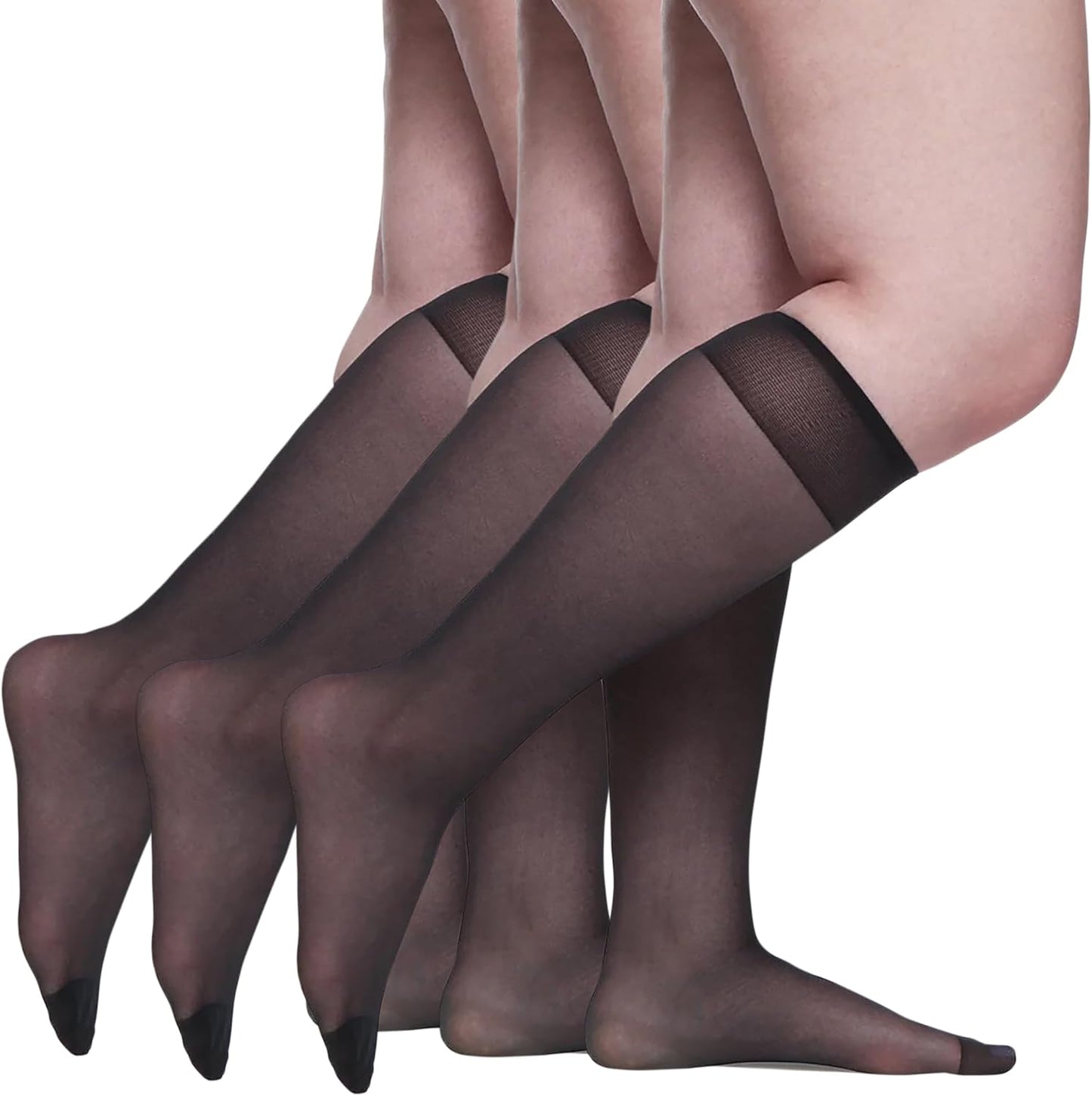 Berkshire Women's Berkshire Plus Size All Day Sheer Knee Highs - Reinforced Toe - 3 Pack - 6728