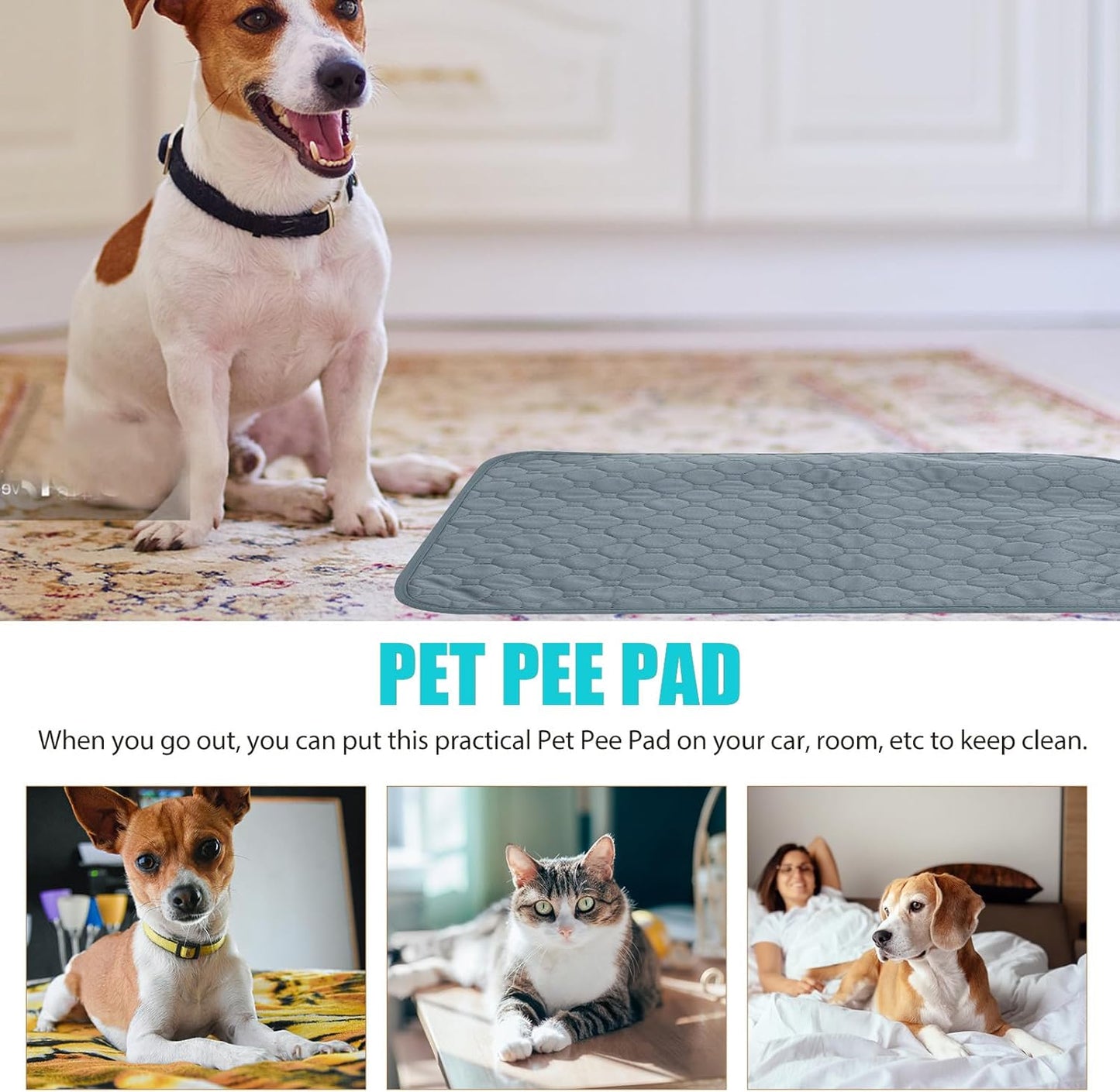 Milisten Multi-Function Pet Cooling Mat and Dog Urine Pad, Anti-Slip Washable Summer Cushion, Size S, Breathable Absorbent Bed Mat for Indoor Dogs and Puppies