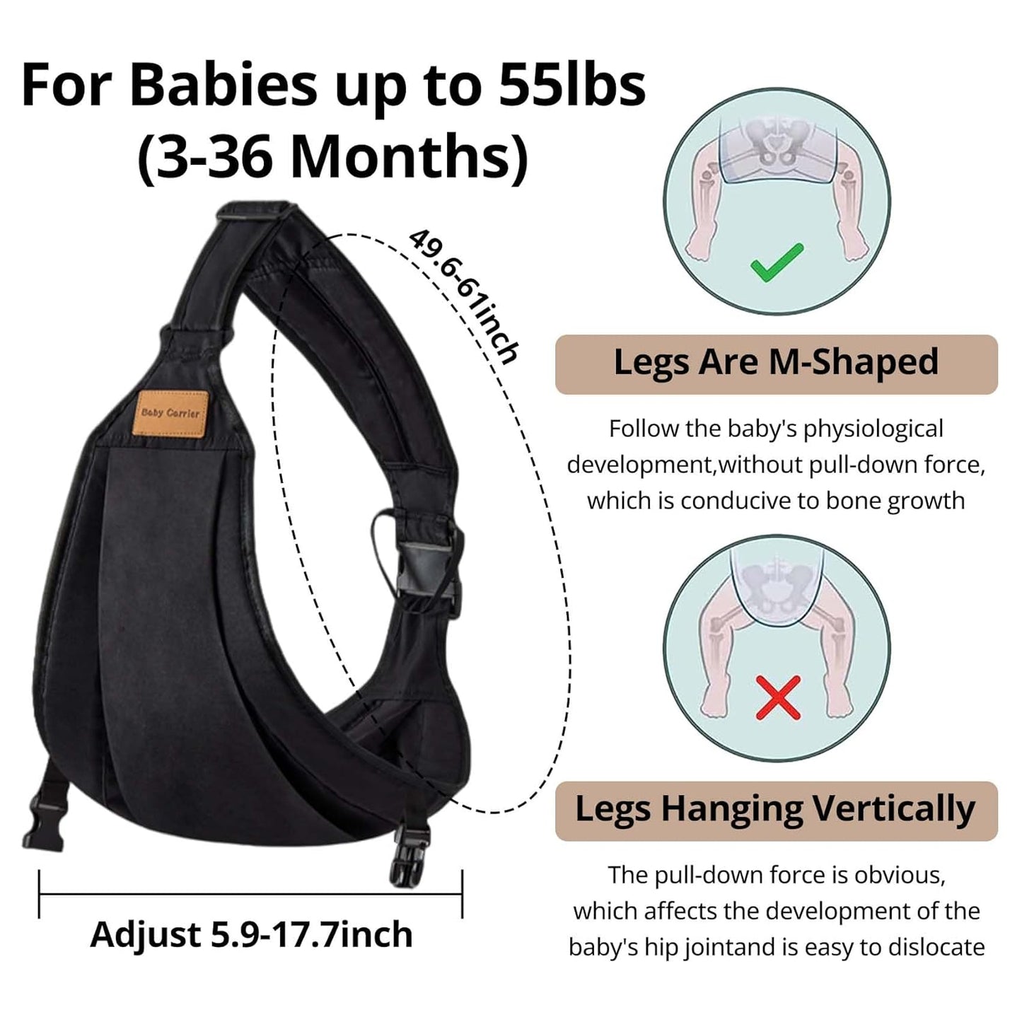 Baby Sling Carrier Newborn to Toddler, Lightweight Baby Carrier Sling, Baby Wrap Sling, Baby Hip Seat Carrier for Toddler Sling, Baby Holder Carrier, Nursing Sling, Carrying 8-35 lbs, (Black)