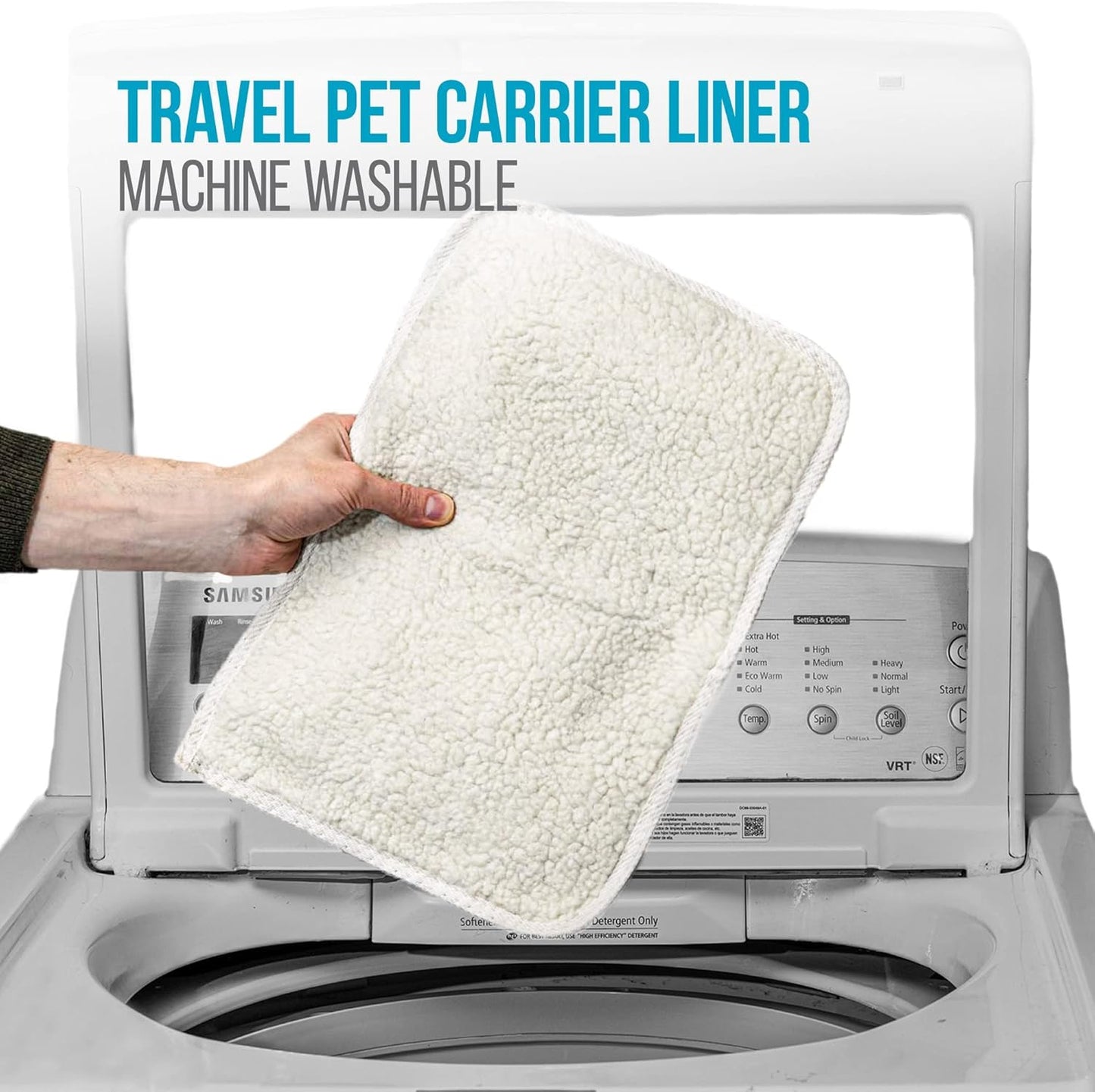 Sherpa Replacement Liners for Travel Pet Carriers - Soft Absorbent Cat & Dog Kennel Pad with Waterproof Backing, Machine Washable Crate Pads, 19x12.25in - 2 Pack, White, Large