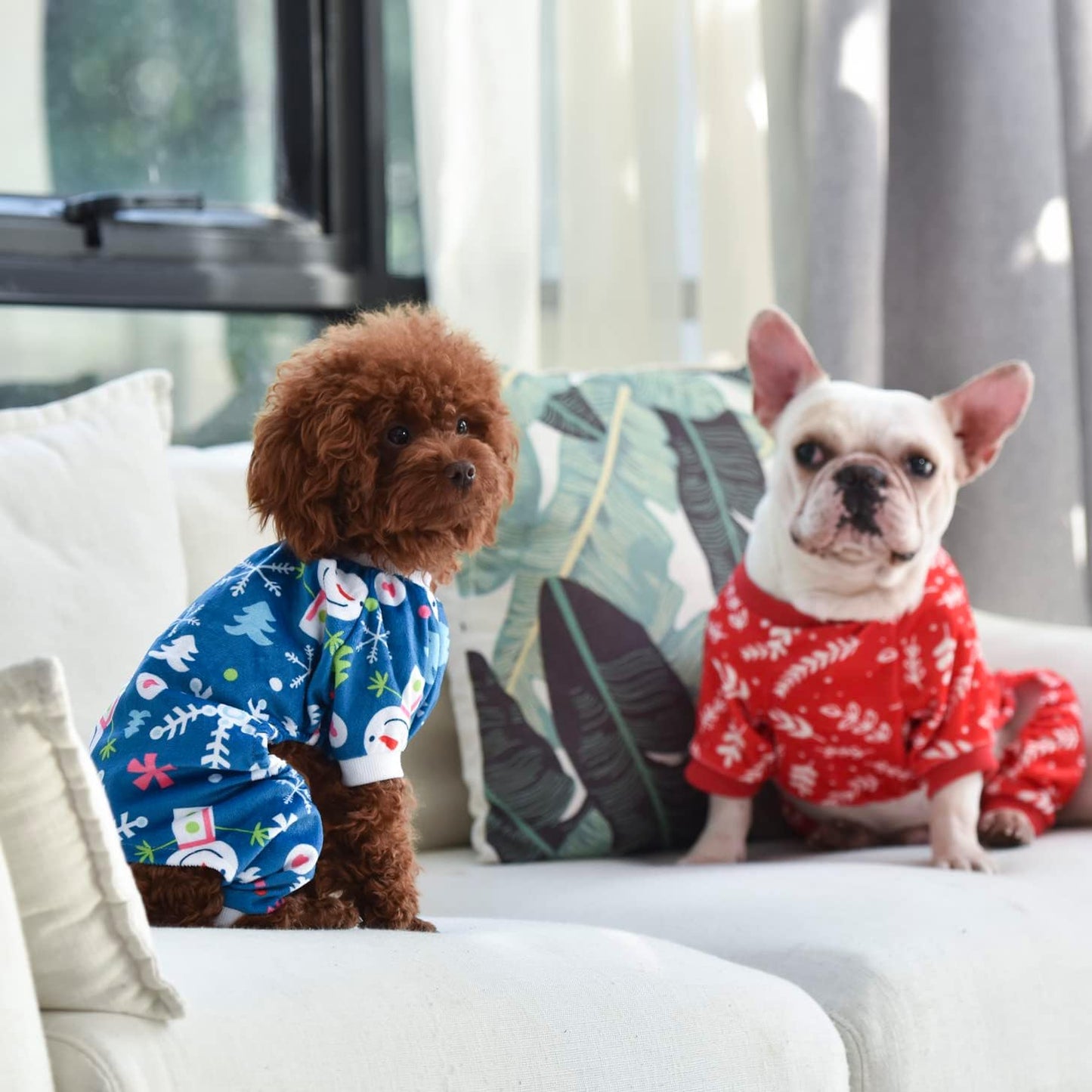 CuteBone Soft & Stretchy Christmas Dog Pajamas - Cozy Pet Jammies Breathable Jumpsuit for Small Dogs - All-Season Comfy Outfit Easy-On Pullover Design - Keeps Pets Warm & Comfortable P18M