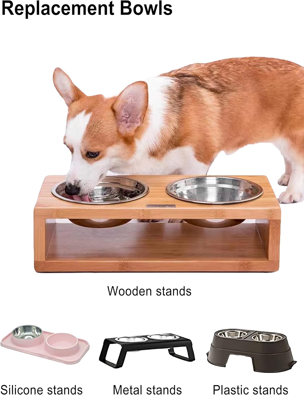 VENTION Stainless Steel Small Dog Food Bowls, Set of 2 Outer Dia. 6.1 in Replacement Dog Bowls for Raised Station(2 Cup)