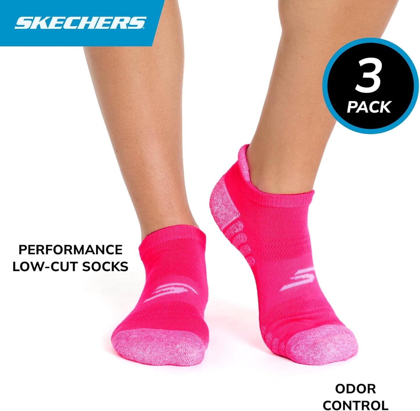 Skechers Women's 3-pack Performance Pickleball Low Cut Socks, Odor Control & Mesh Ventilation
