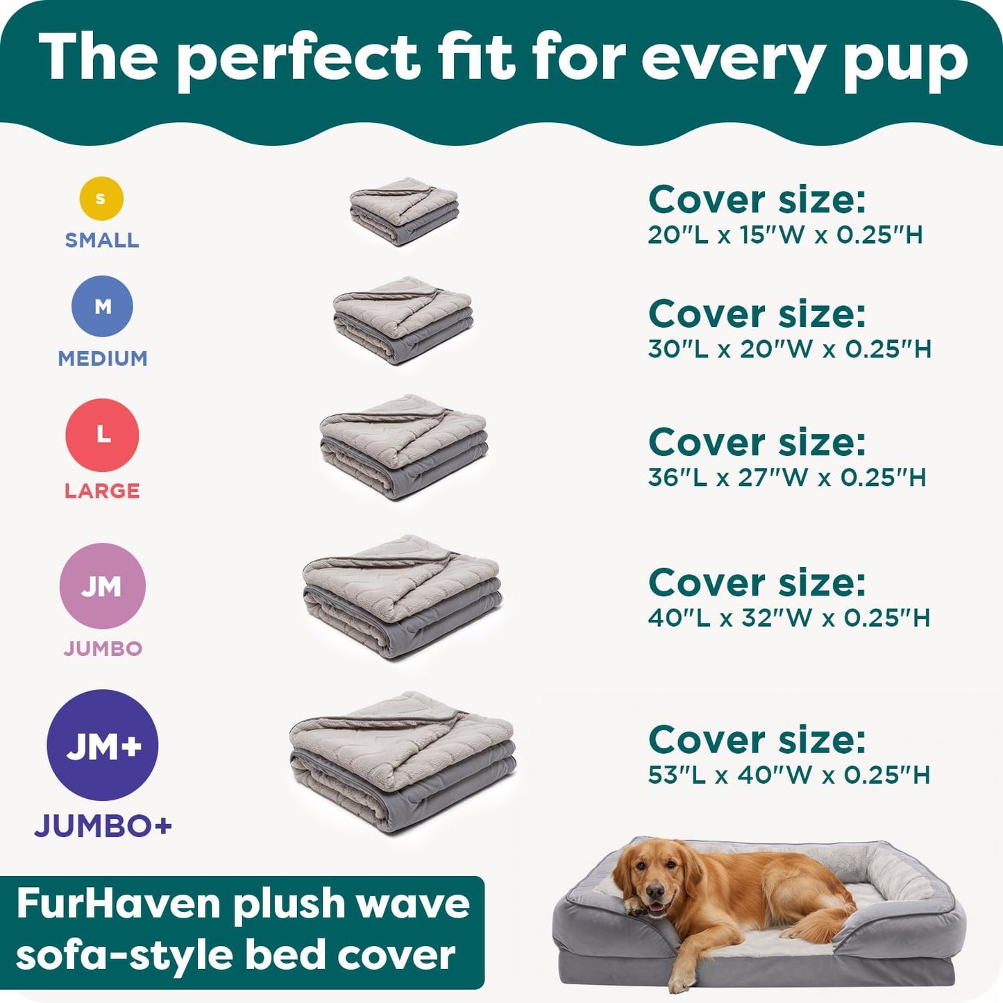FurHaven Dog Bed Cover Replacement, Sofa-Style Design with Soft, Breathable Fabric for Cozy Comfort, Machine Washable, Jumbo XL, Plush & Velvet Waves, Brownstone