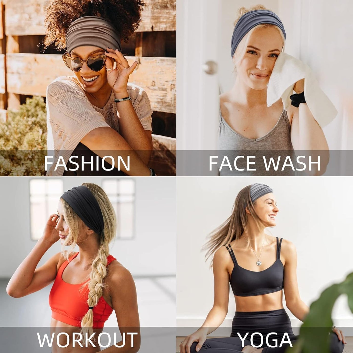 Huachi Wide Headbands: Boho Elastic Non-Slip Thick Stretchy Headbands for Women's Workout, Running, and Active Wear