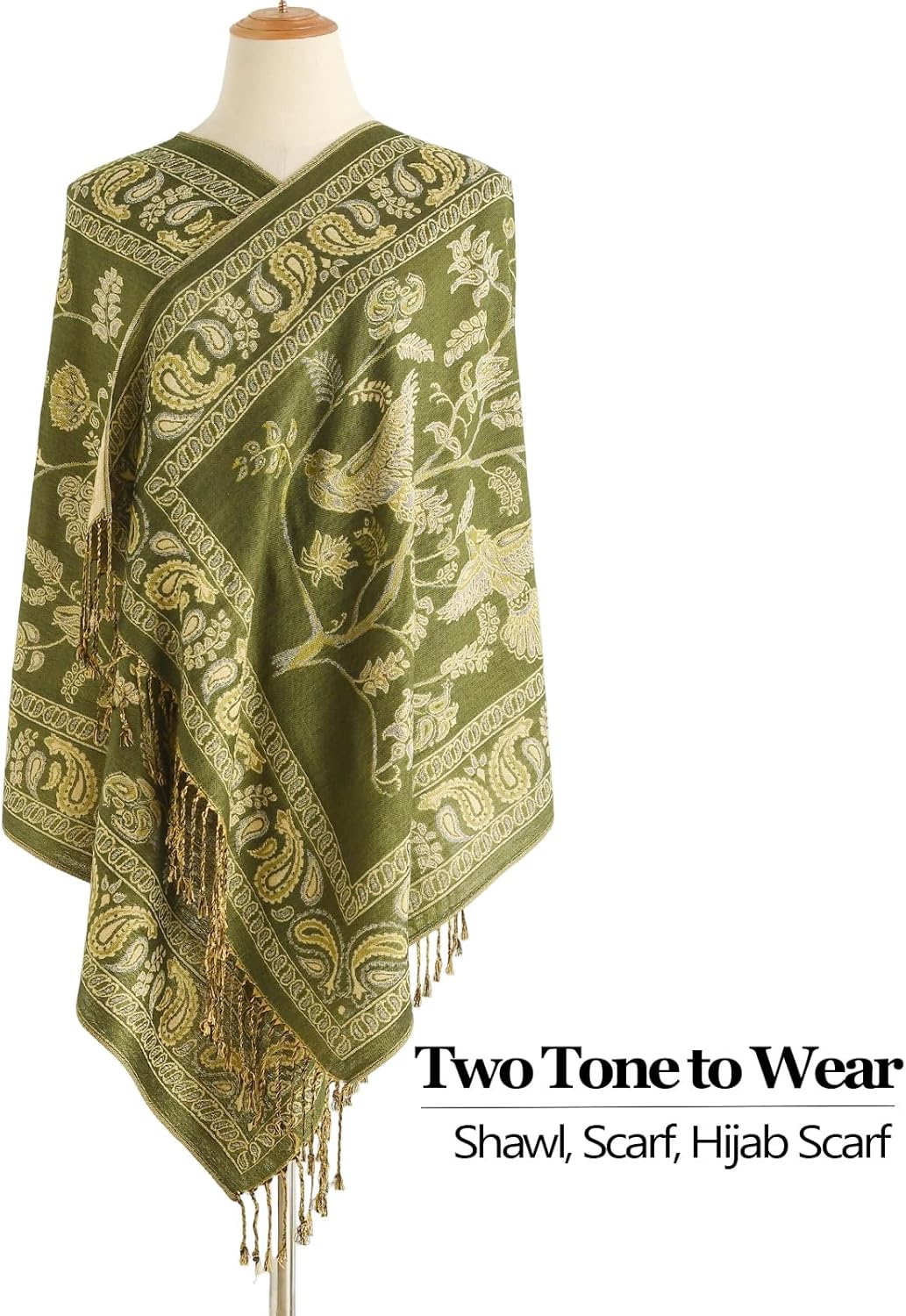 Reversible Paisley Pashmina Rave Scarf Shawl-Soft Silky Pashmina Wraps for Women Evening Dresses