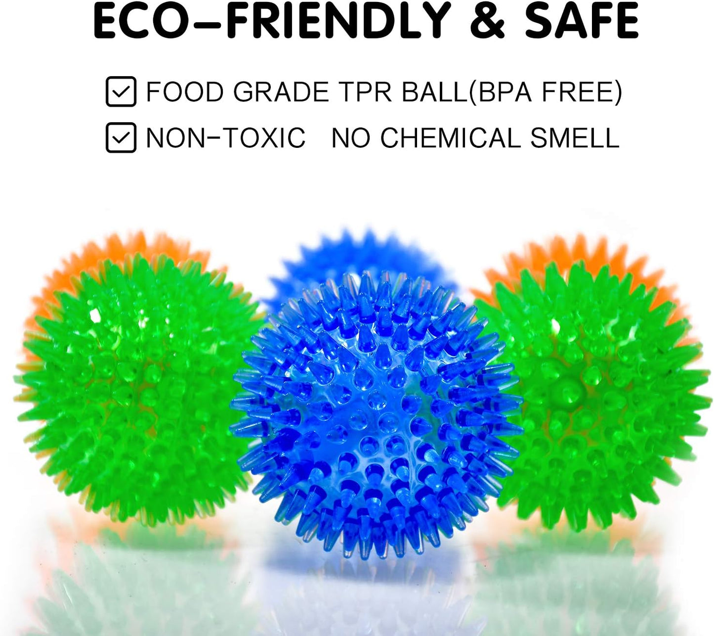 SHARLOVY Squeaky Balls for Pet Small Puppy, 6 Pack TPR Fetch Spike Balls for Dogs, Rubber 6 Pack Bright Colors Chew Teething Dog Toys, for Clean Teeth and Training, for Puppy Chew and Teething