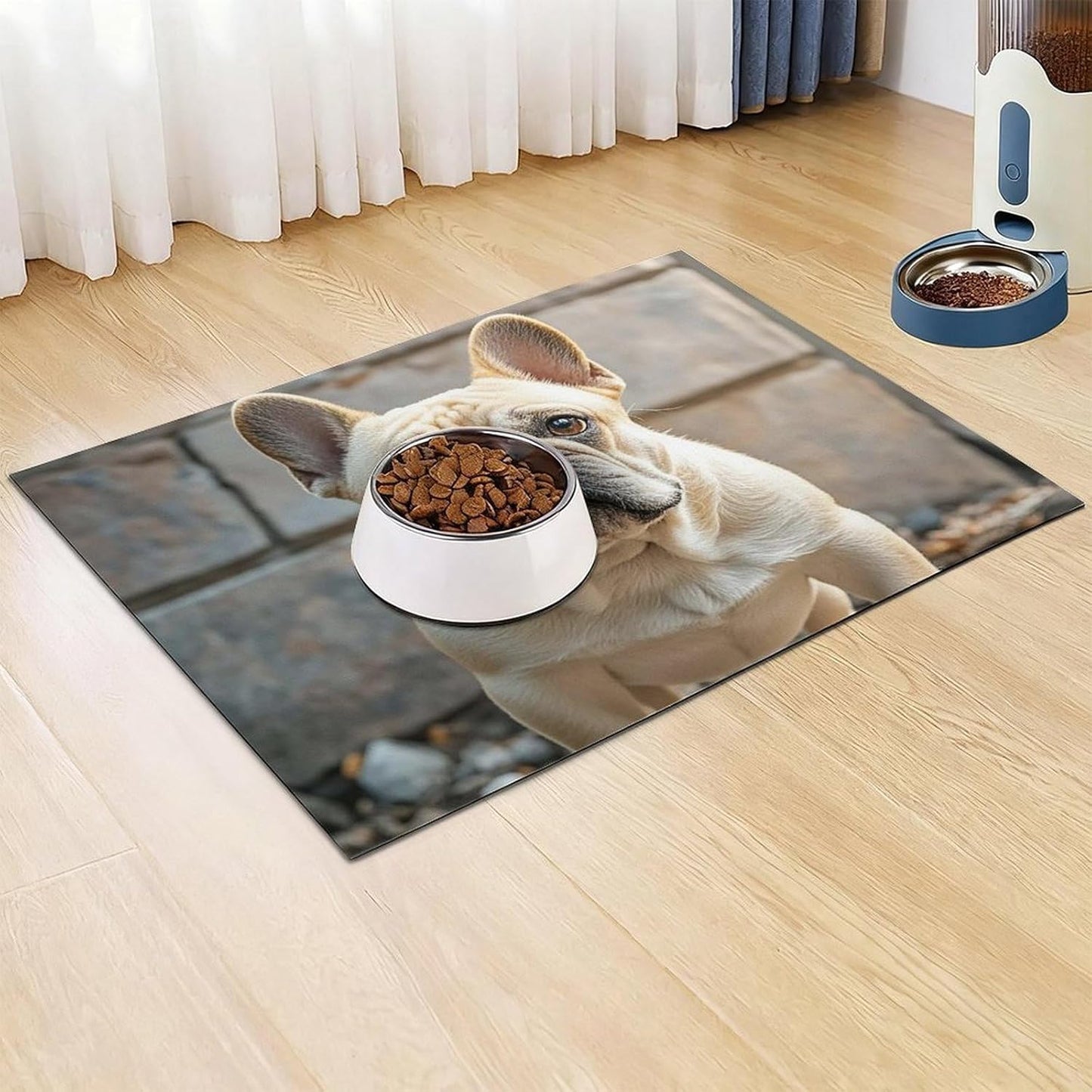 Dog Food Mat Pet Leather Tablecloth French Bulldog Pet Feeding Mat Anti-Slip Dog Bowl Mats Absorbent Pet Placemats for Dogs Protect Floor Dogs Pad for Food and Water
