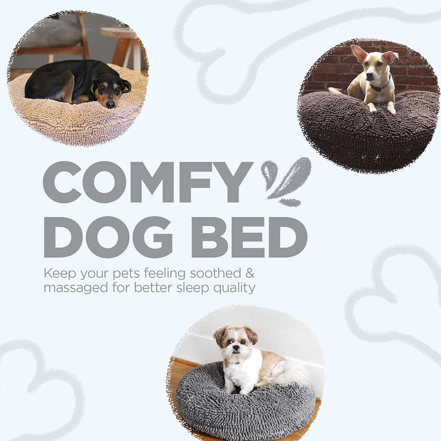 Soggy Doggy Super Snoozer Dog Bed - Microfiber Chenille Round Bed for Dogs - Moisture Wicking Comfort - Removable Washable Cover (Gray, Extra-Large 42”x42”x7”)