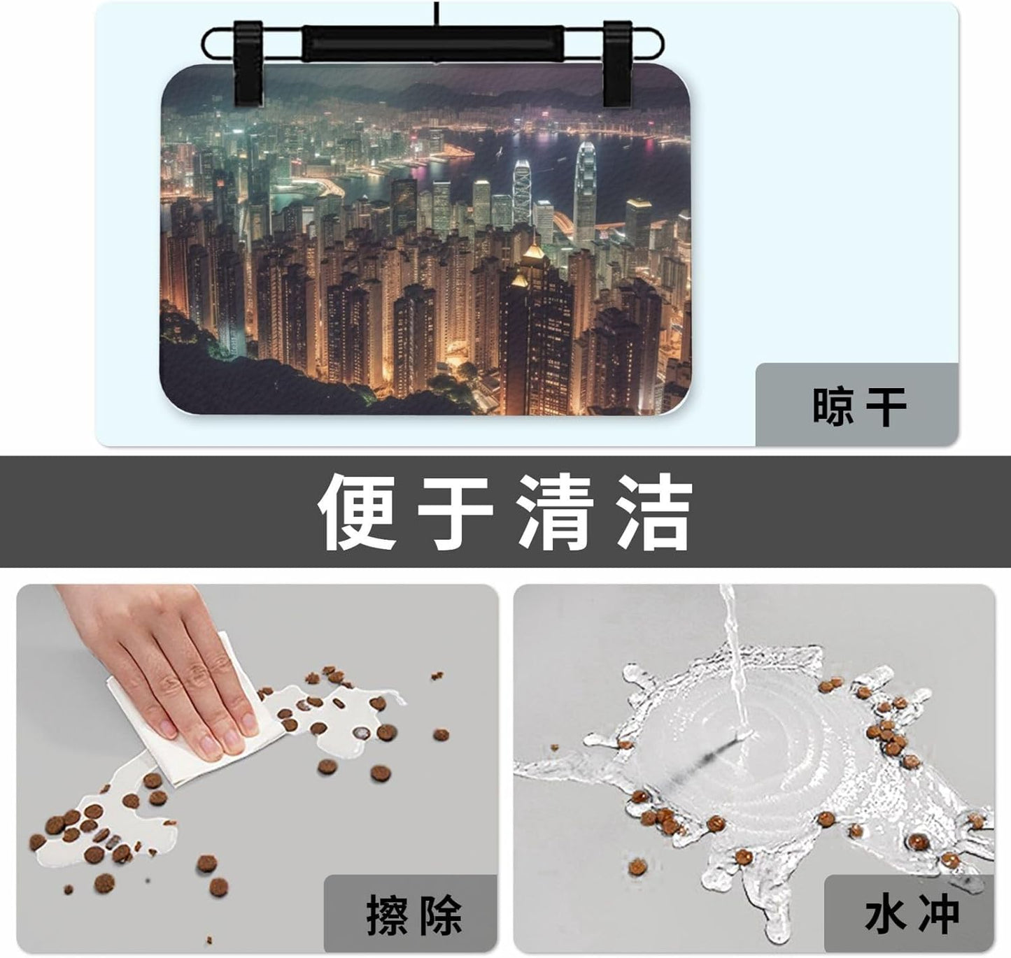 Hong Kong Pet Feeding Mat 40x60cm Absorbent Leather Dog Cat Food Mats Non-Slip Dog Bowl Mats for Food and Water, Quick Dry Pets Placemats for Cats and Dogs Water Bowl
