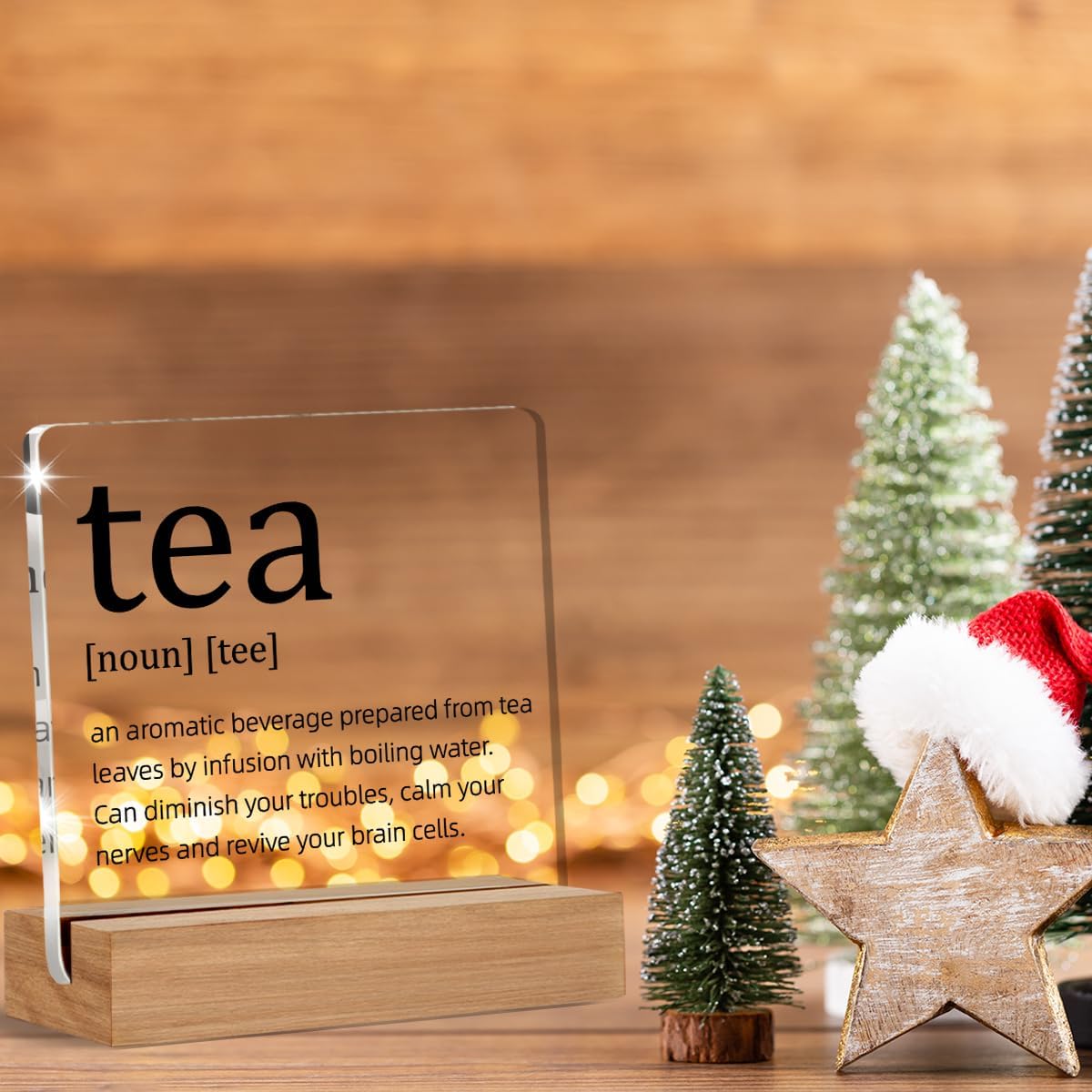 Gifts for Tea Lovers, Tea Definition Gift, Tea Lover Gifts, Coffee Bar Decor, Kitchen Decor Acrylic Sign, 4 x 4 Inches